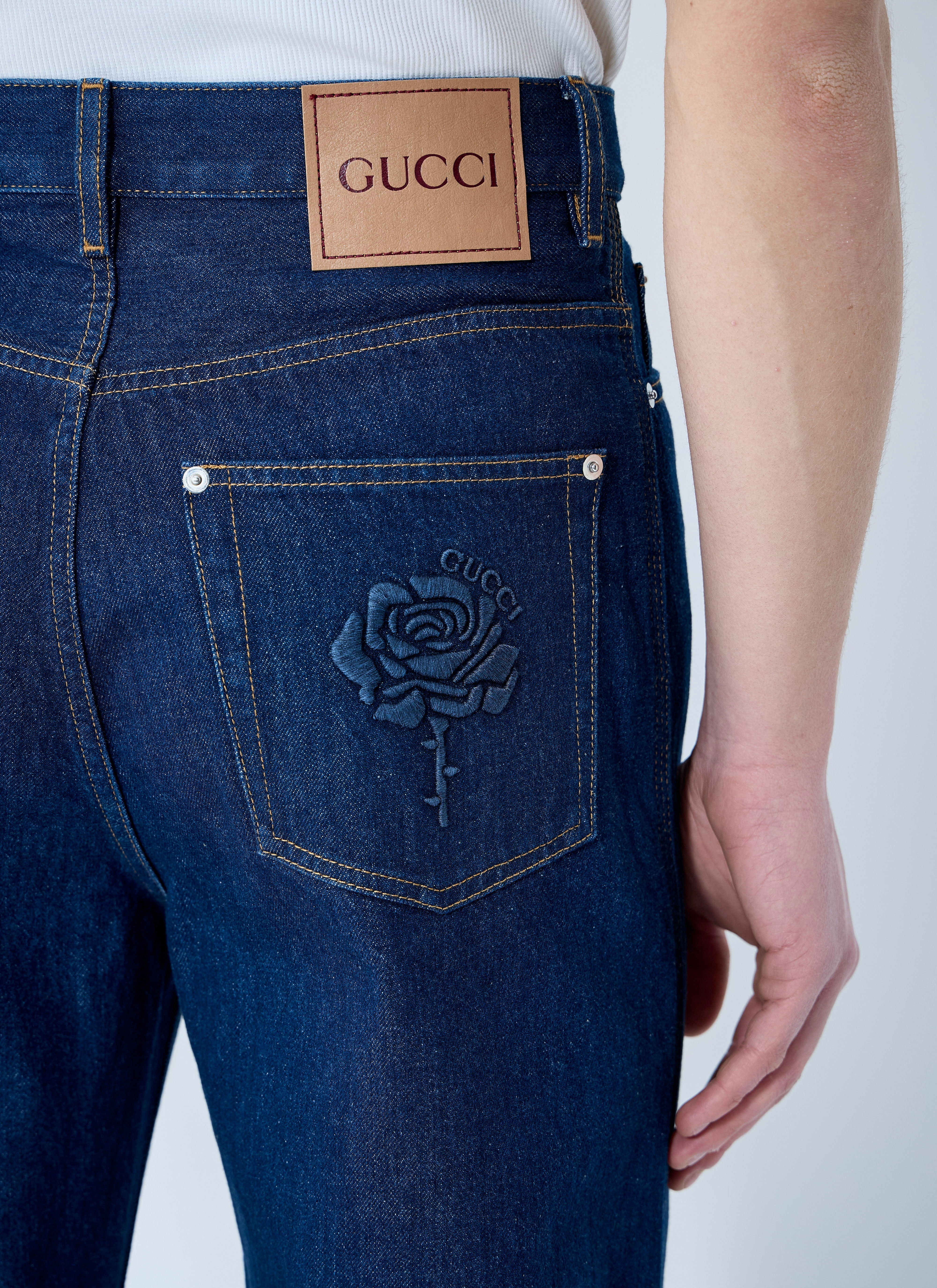 Gucci Men Denim Jeans With Embroidery - 6