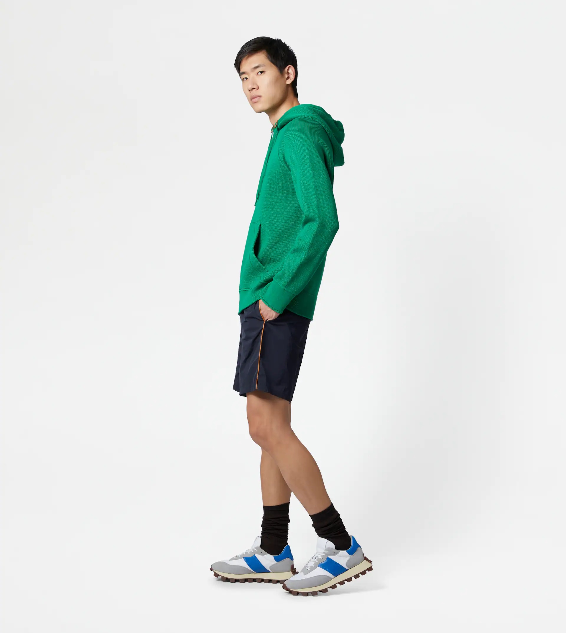 SWEATSHIRT-STYLE JUMPER IN COTTON - GREEN - 4