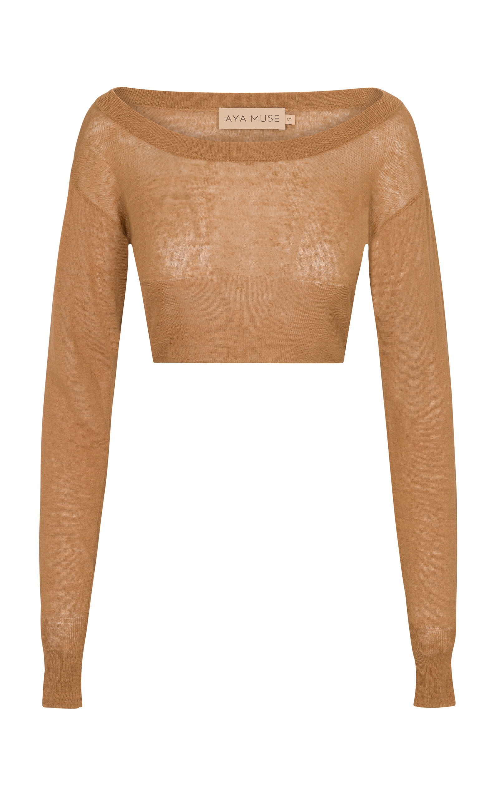 Lyca Linen-Blend Knit Crop Top brown - 1