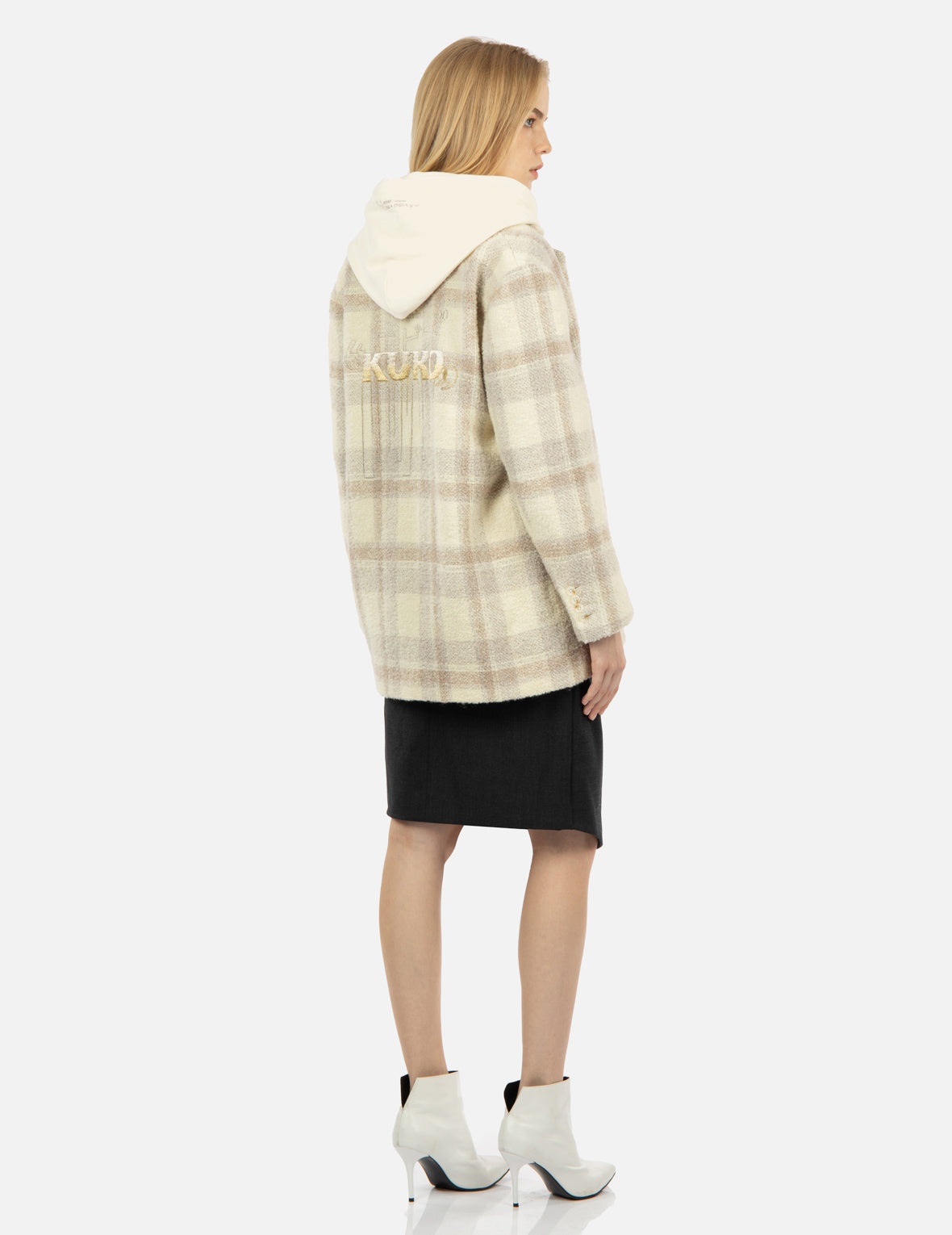 Gradient Logo Embroidery Plaid Blazer - 3