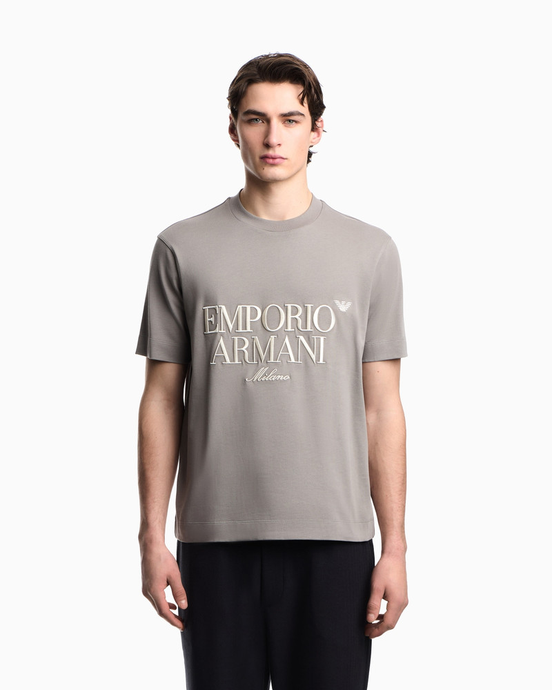 EMPORIO ARMANI HEAVY JERSEY T-SHIRT WITH EMBOSSED LOGO EMBROIDERY outlook
