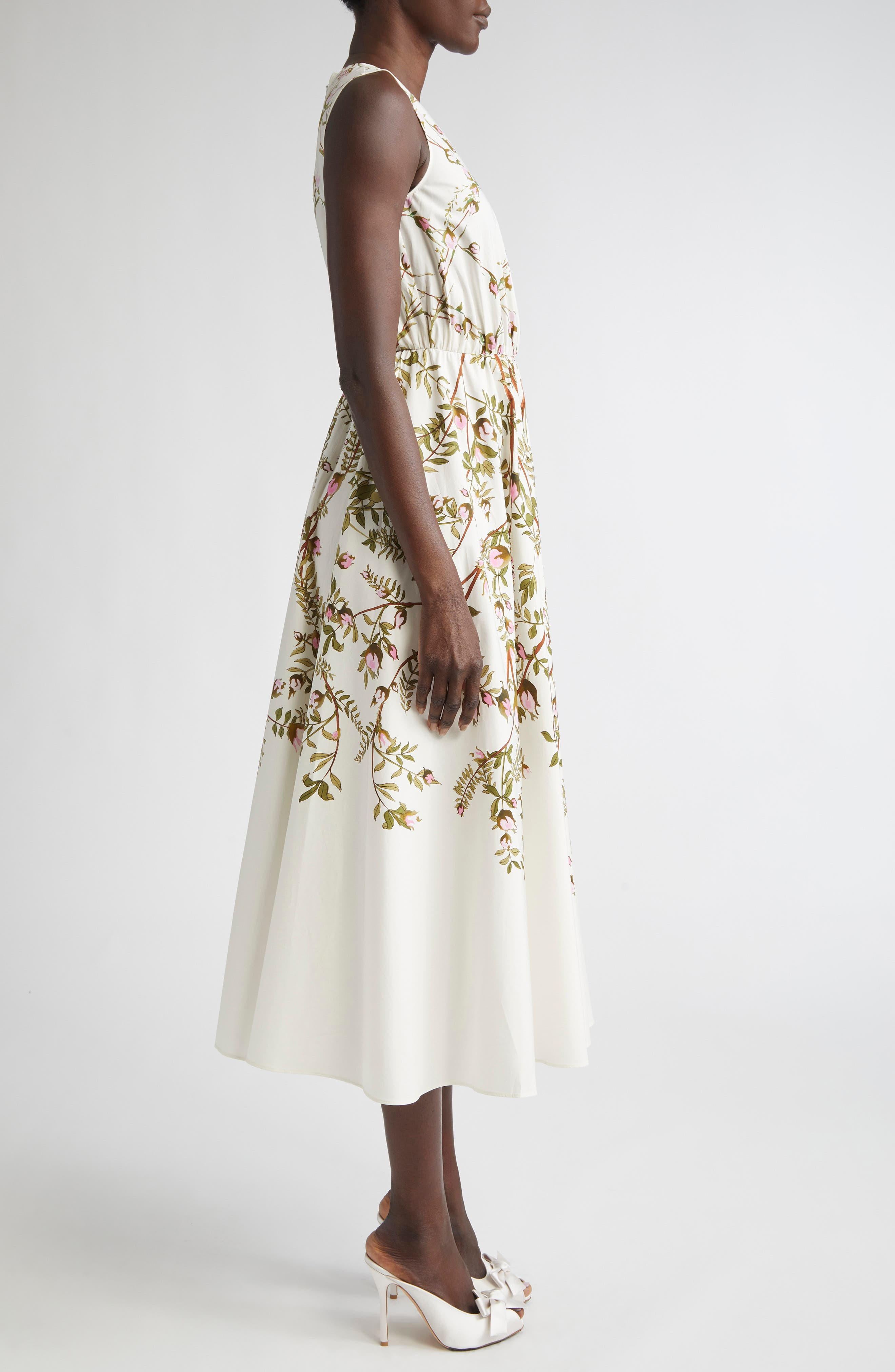 Giambattista Valli Floral Sleeveless Cotton Midi Dress in Rose Multi at Nordstrom - 3