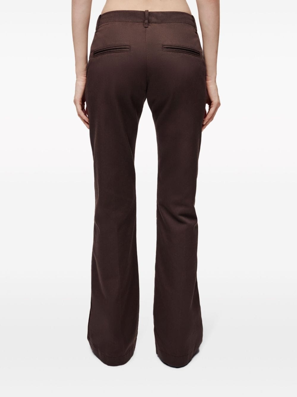 pressed-crease cotton-blend flared trousers - 4