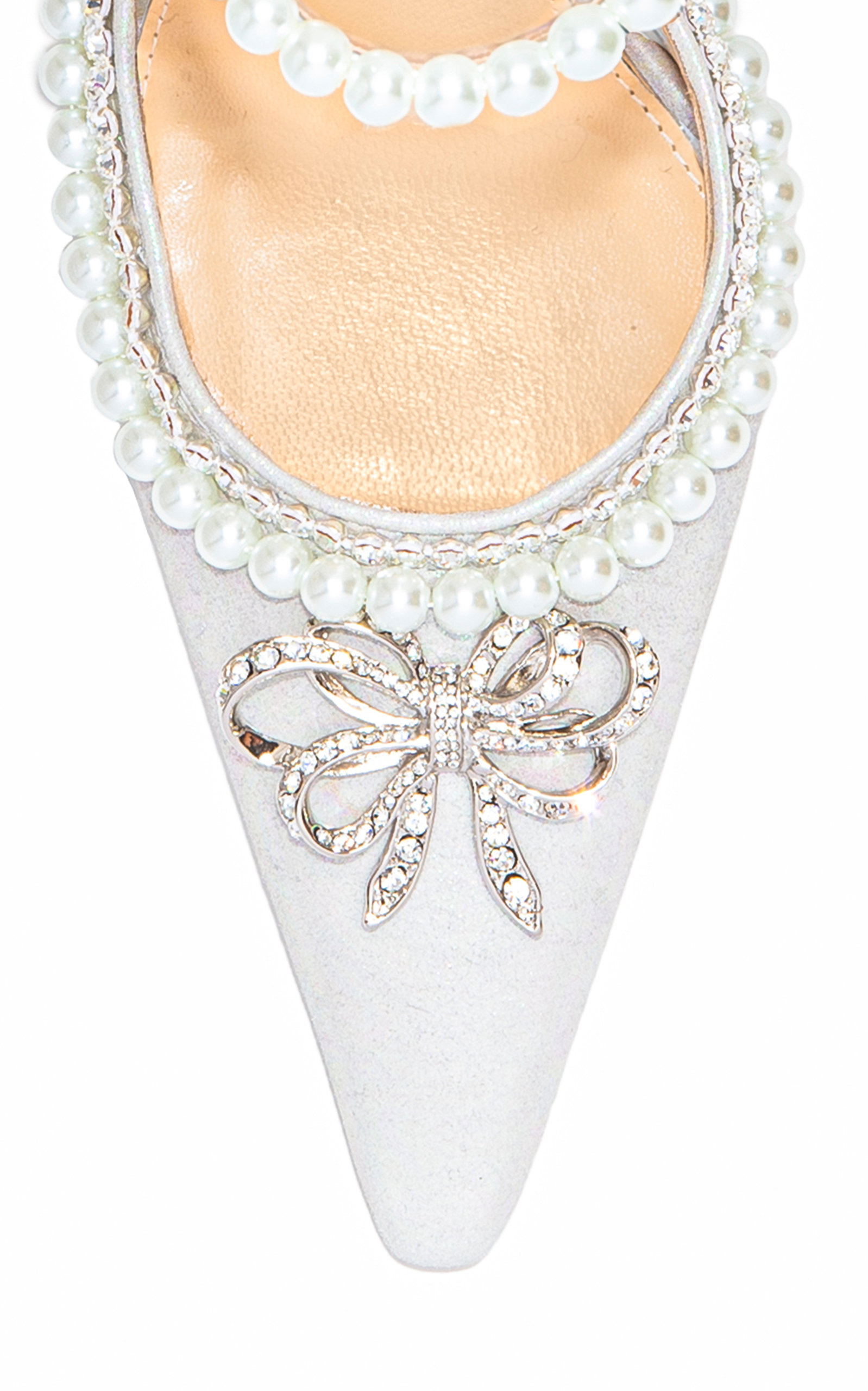 Sophie Bow Embellished Leather Pumps white - 7