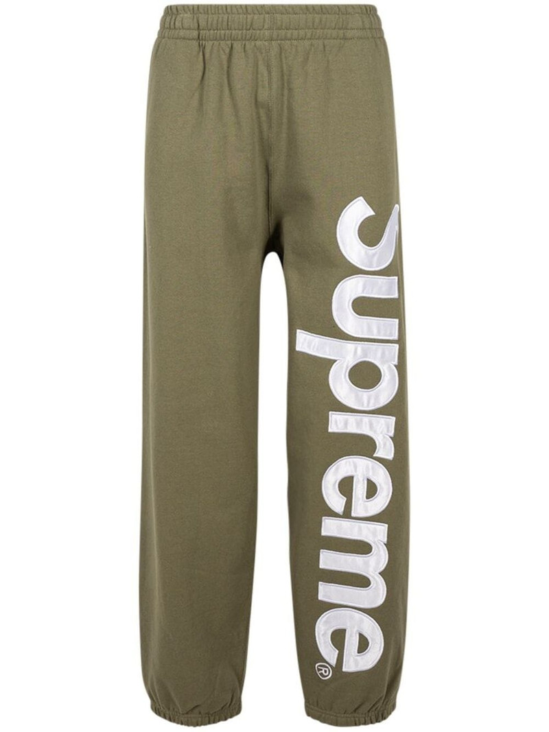 satin logo-appliquÃ© track pants - 1