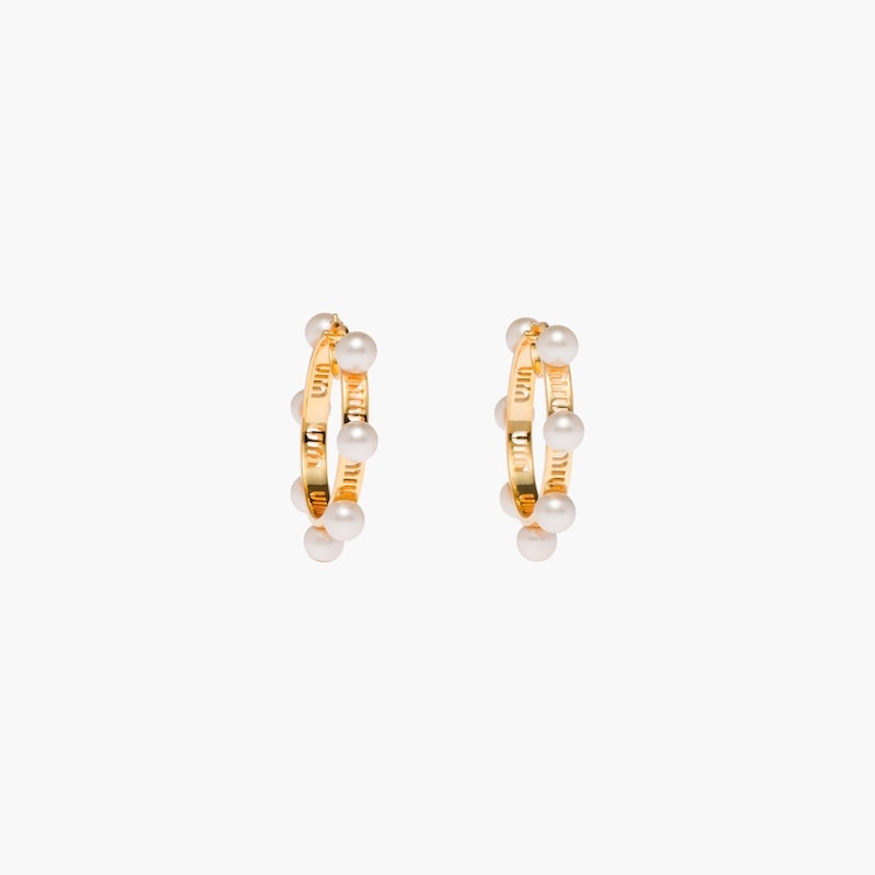 Metal and pearl earrings - 2