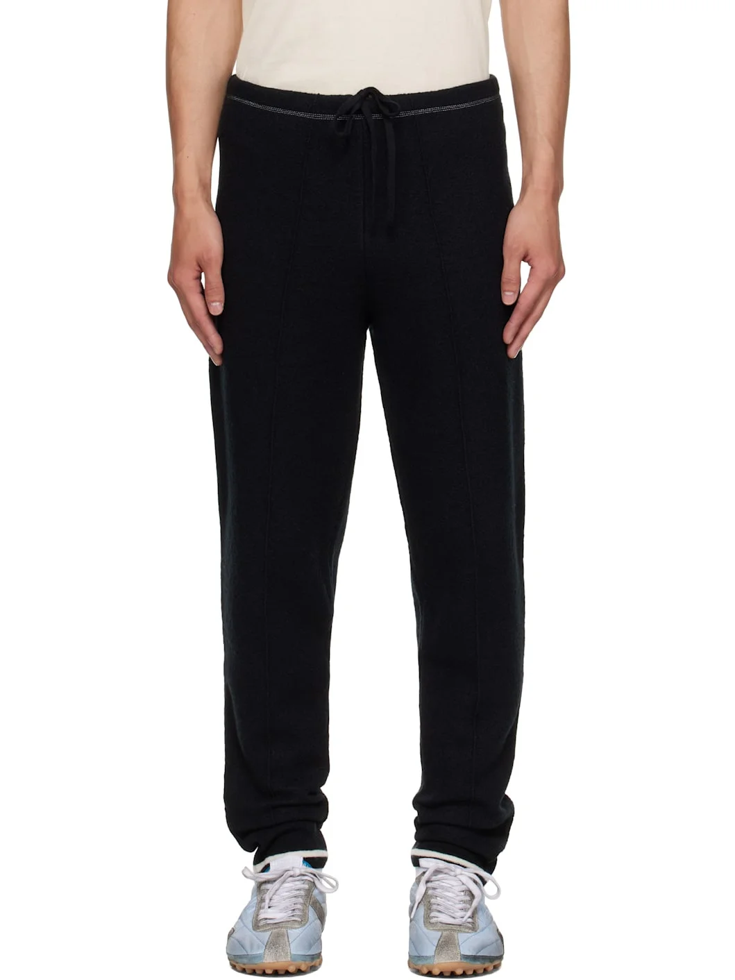 Black Wool Track Pants - 1