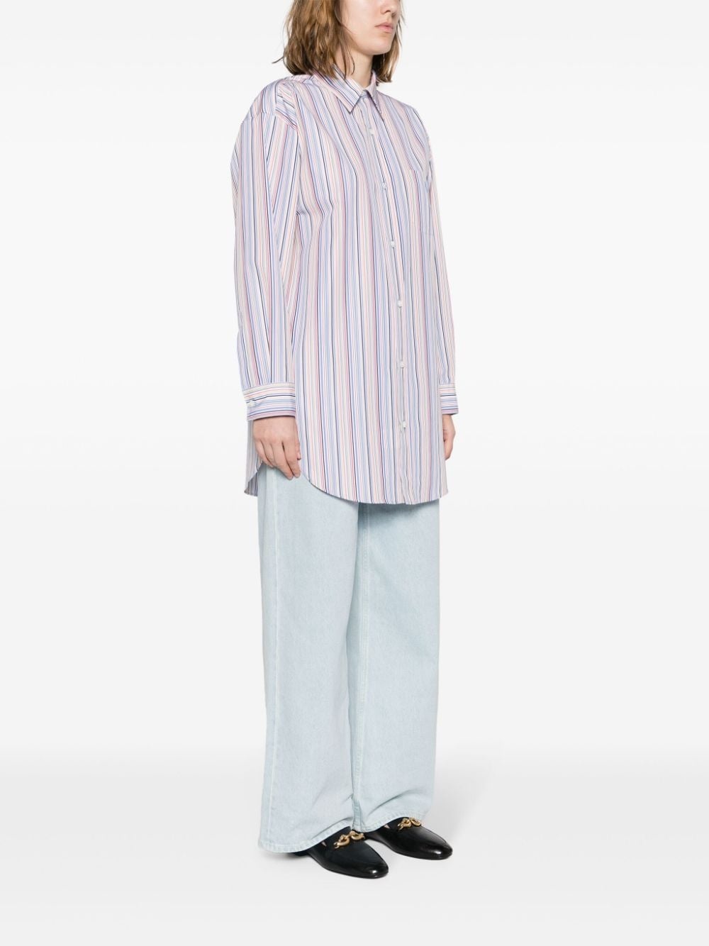 Pegaso-embroidered striped shirt - 3