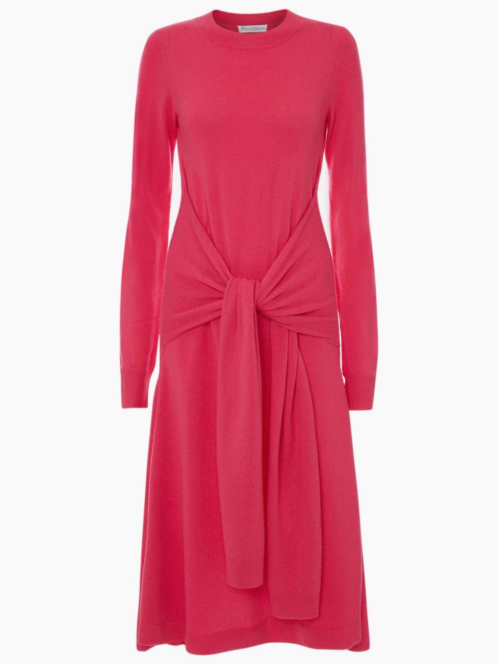 WAIST TIE A-LINE LONG SLEEVE DRESS - 1