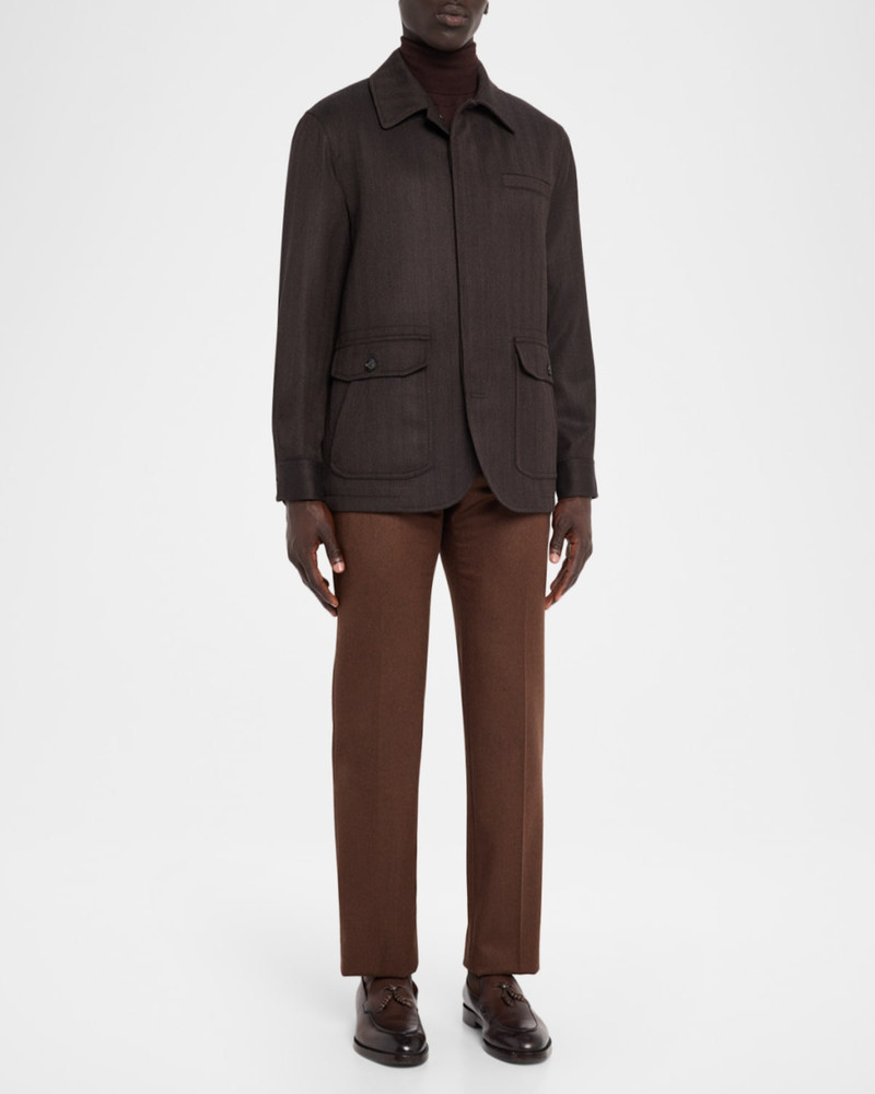 Brioni Men & apos;s Super 180 & apos;s Wool Herringbone Chore Jacket outlook