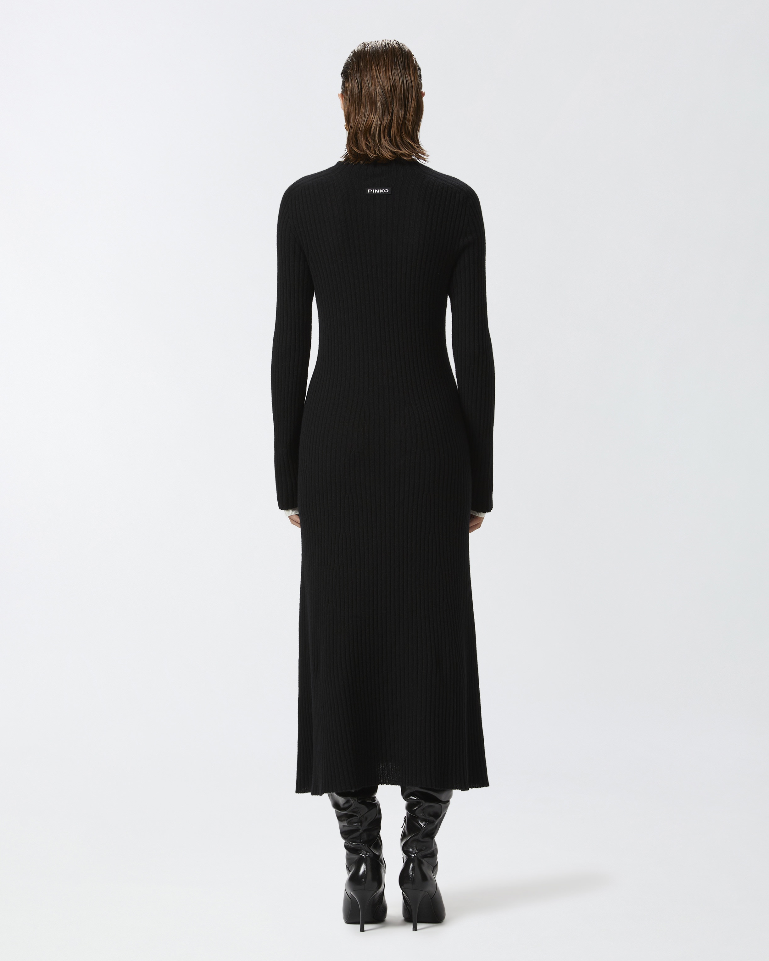 LONG RIBBED KNIT CASHMERE-BLEND DRESS - 5