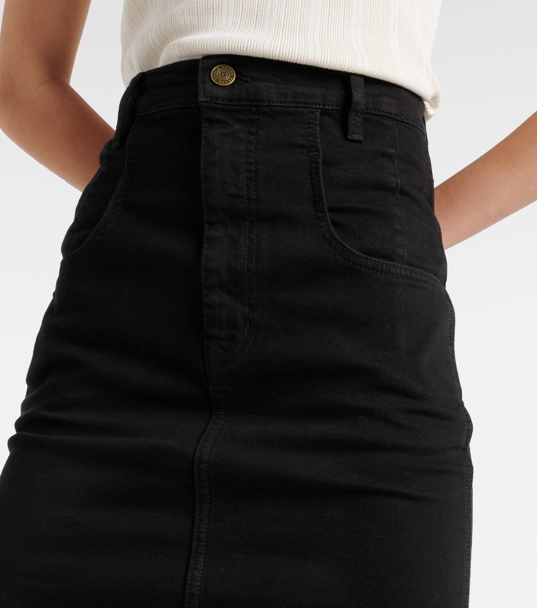 High-rise denim midi skirt - 4