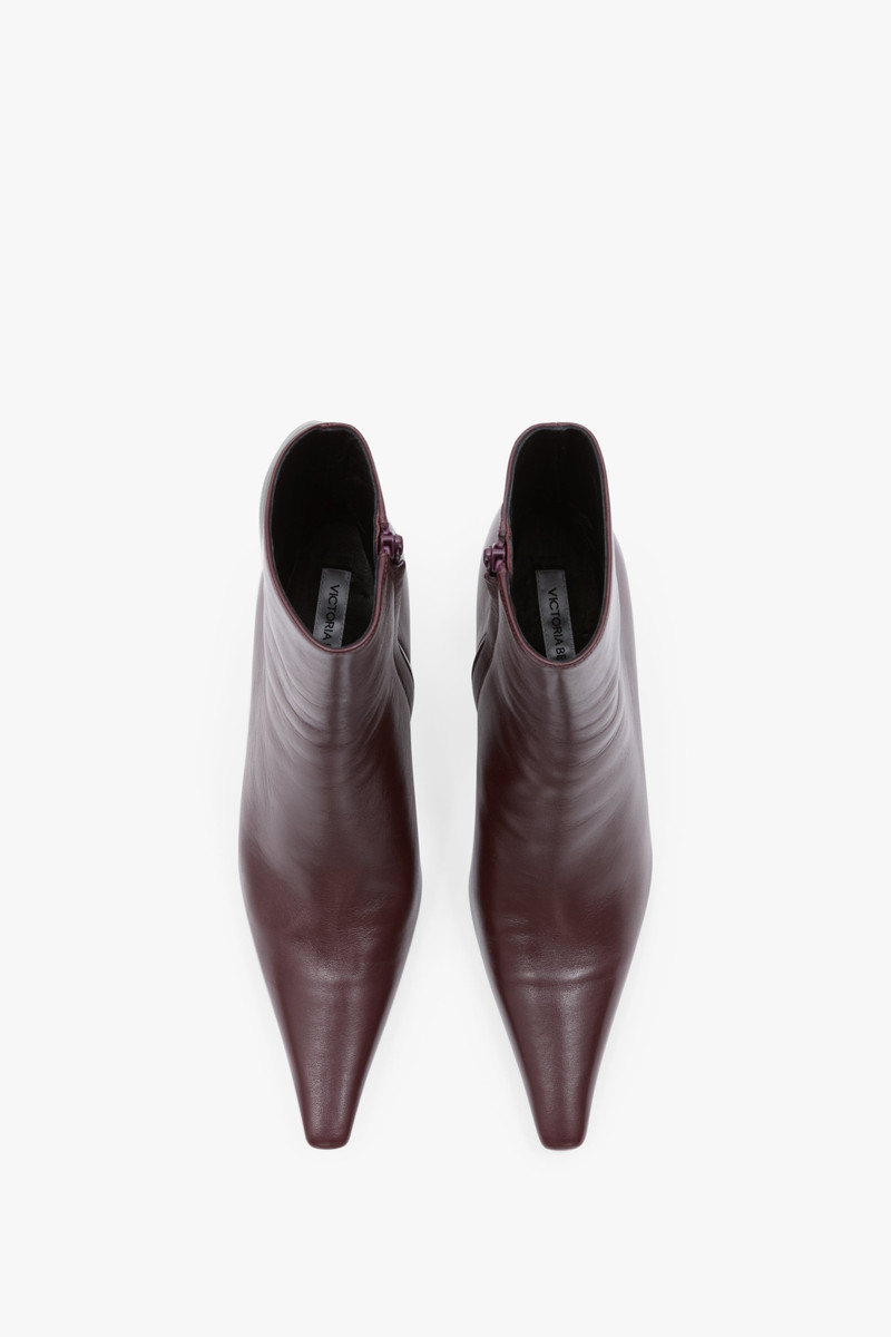 Sloan Stiletto Ankle Boot In Burgundy Smooth Leather 3