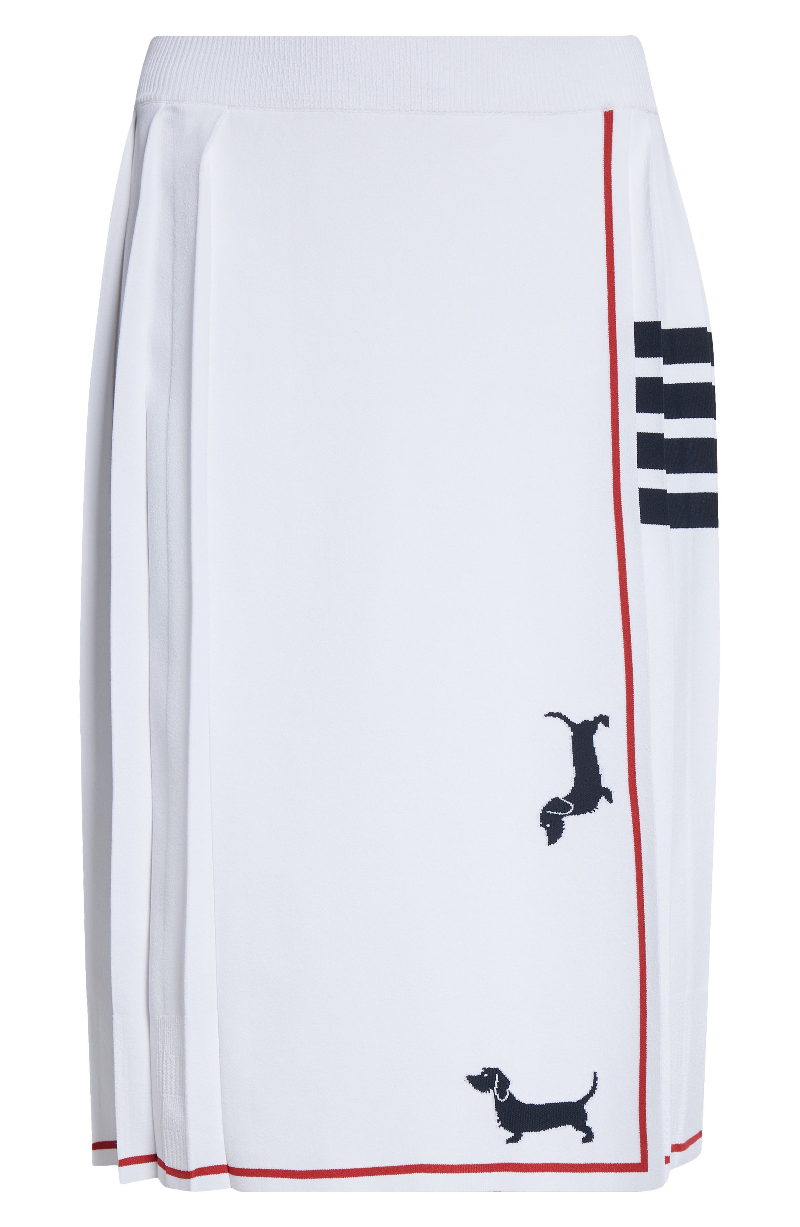 Thom Browne 4-Bar Pleated Hector Intarsia Skirt in White at Nordstrom - 6