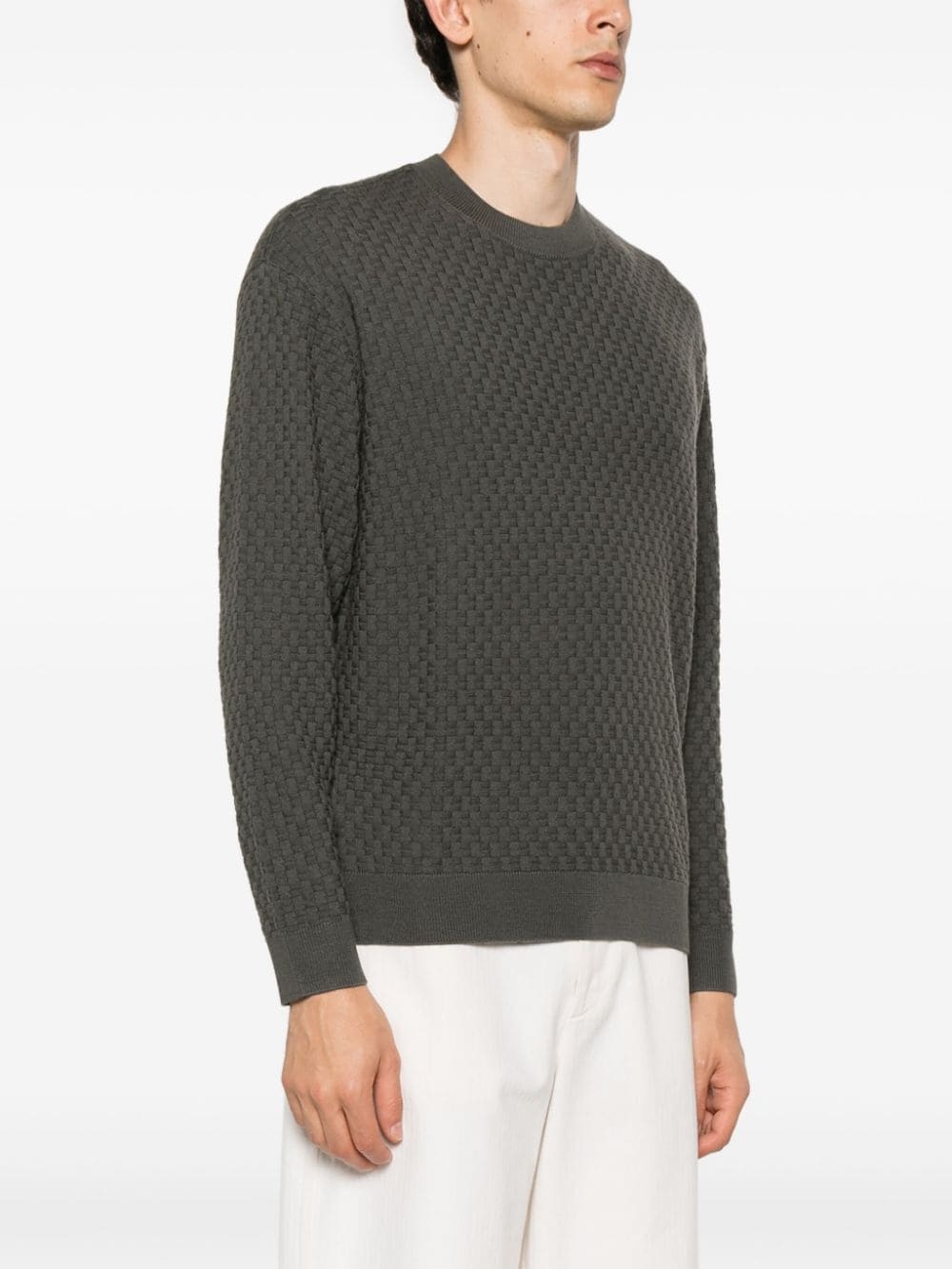 interwoven virgin wool jumper - 3