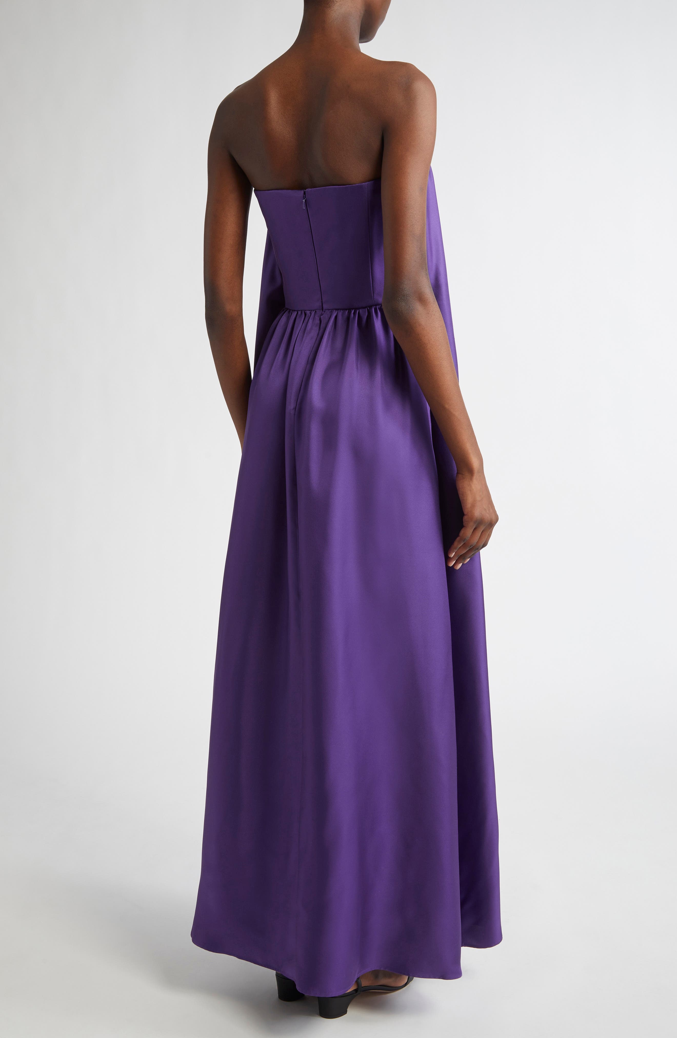 Max Mara Edda Strapless Silk Twill Dress in Purple at Nordstrom - 2
