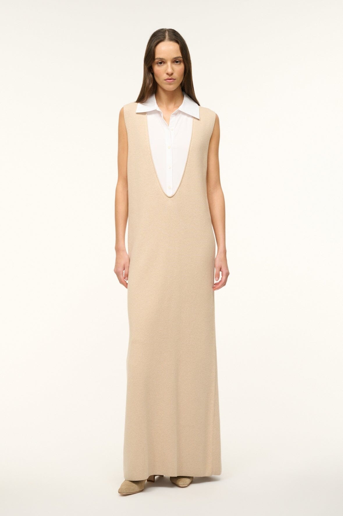 STAUD LESLIE DRESS CAMEL WHITE - 2