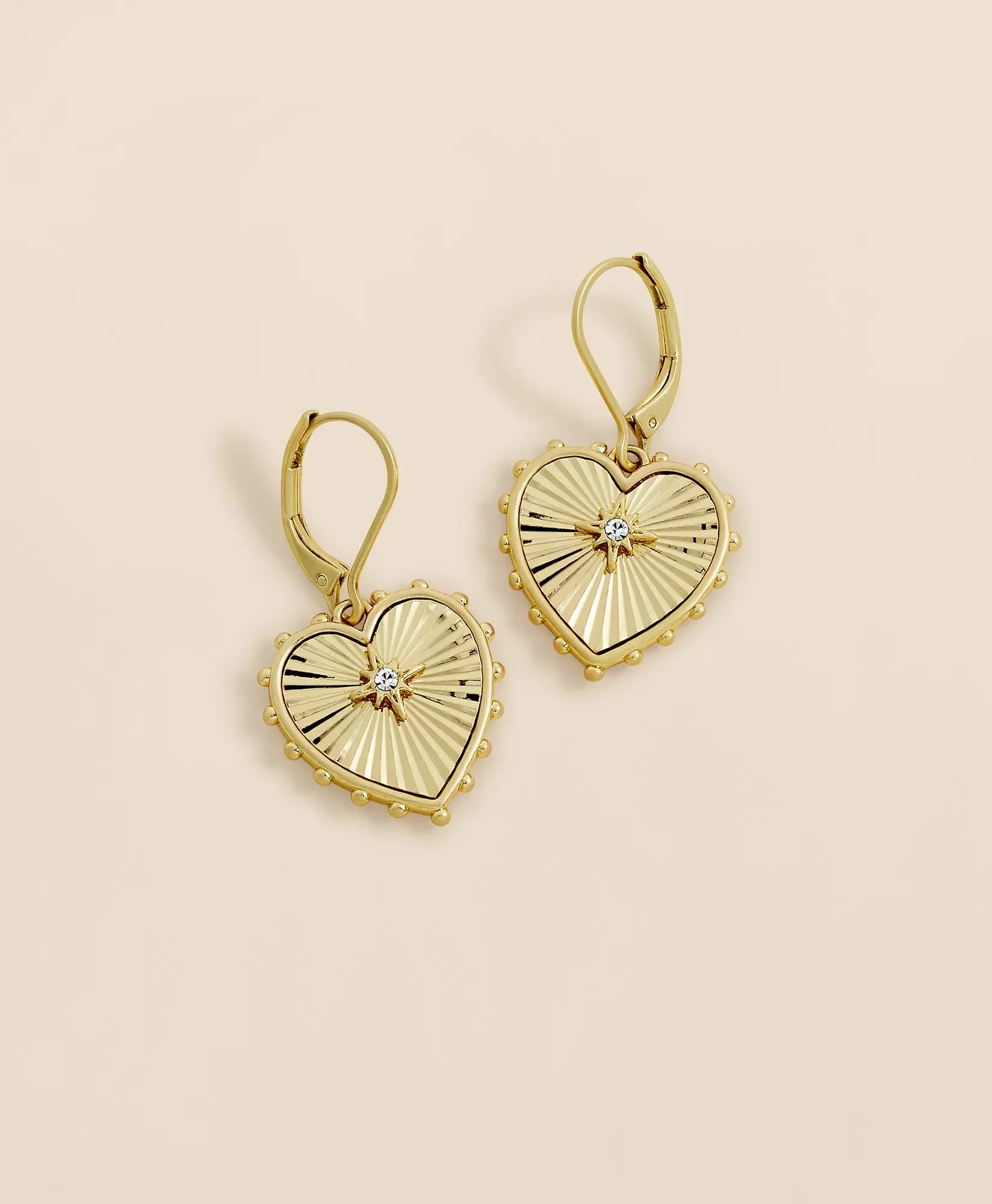 Heart Charm Gold-Toned Earrings - 1
