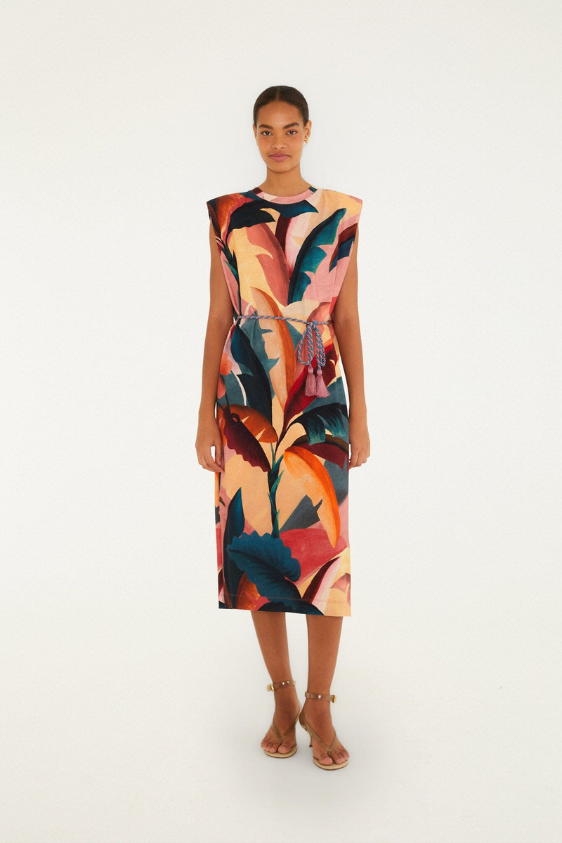 Multicolor Atlantic Rainforest Organic Cotton T-Shirt Midi Dress 1