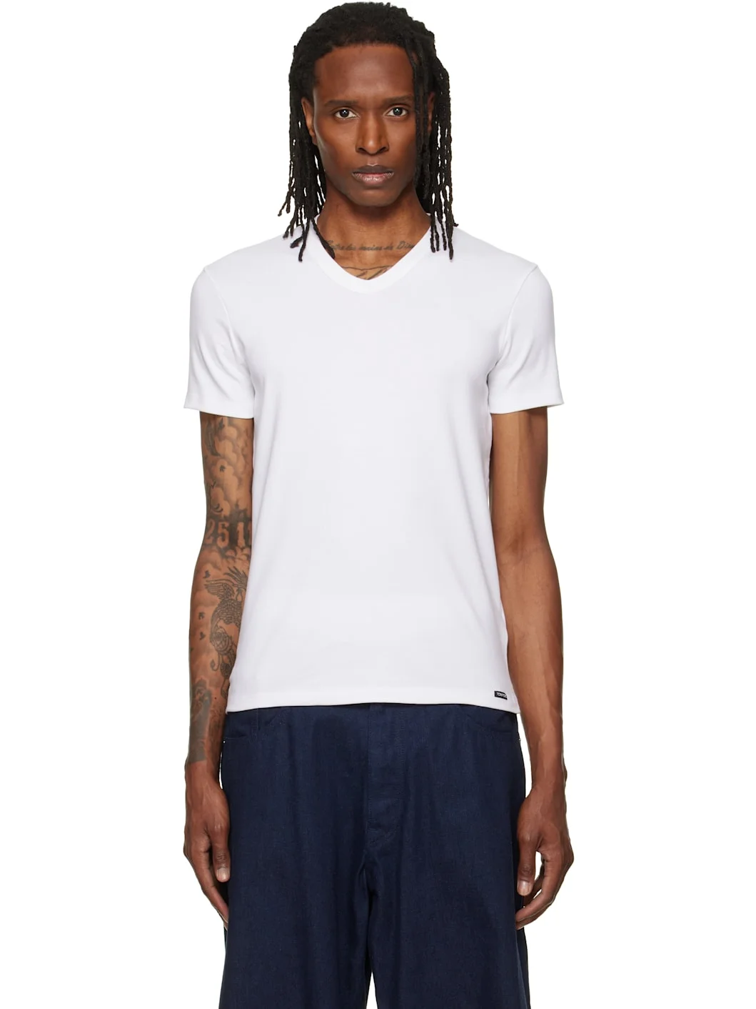 White V-Neck T-shirt - 1