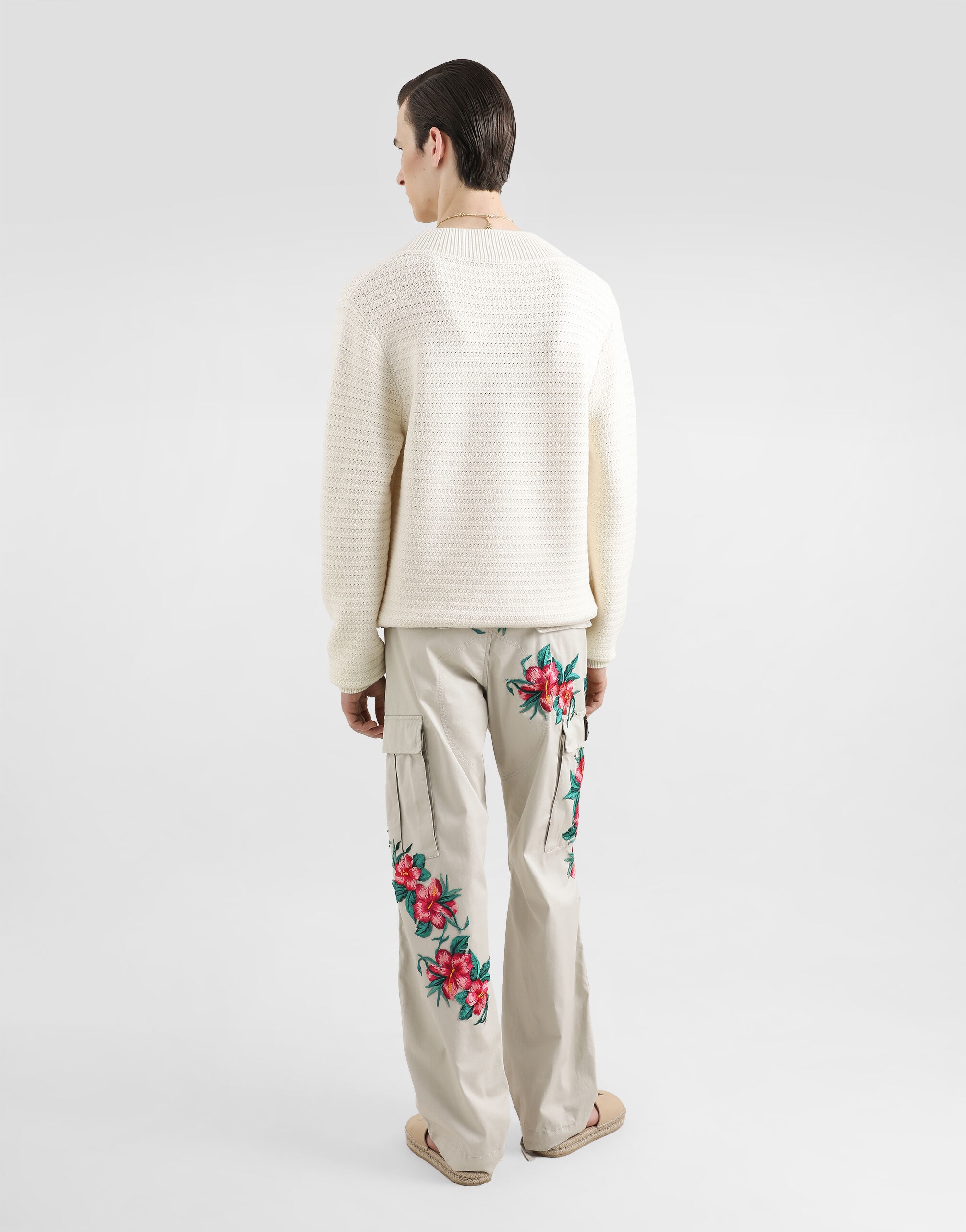 Cotton cargo pants with floral patches - 3