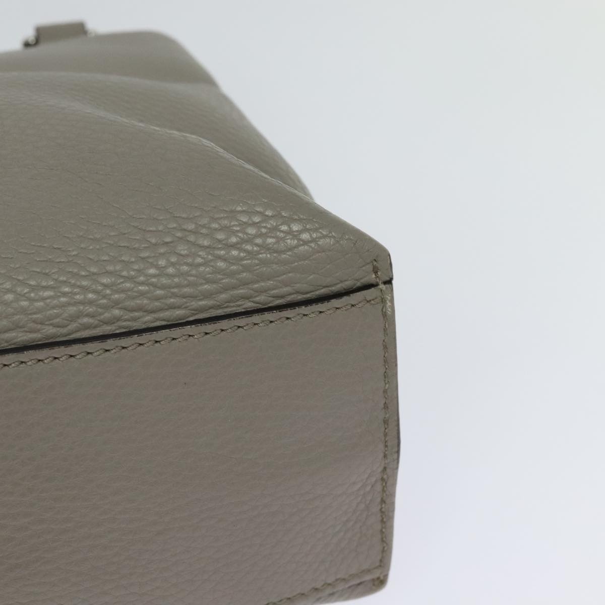 GUCCI Bamboo Daily Hand Bag Leather Gray Silver - 16