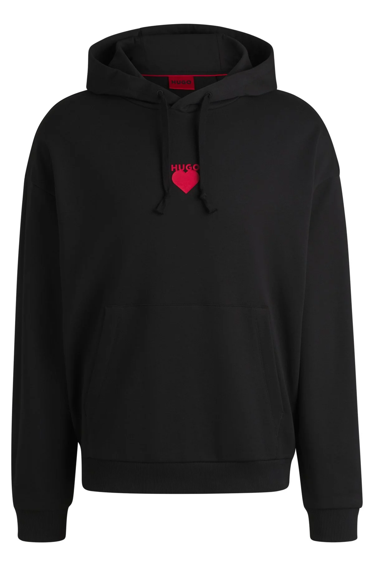 COTTON-TERRY HOODIE WITH SLOGAN AND HEART GRAPHICS - 1