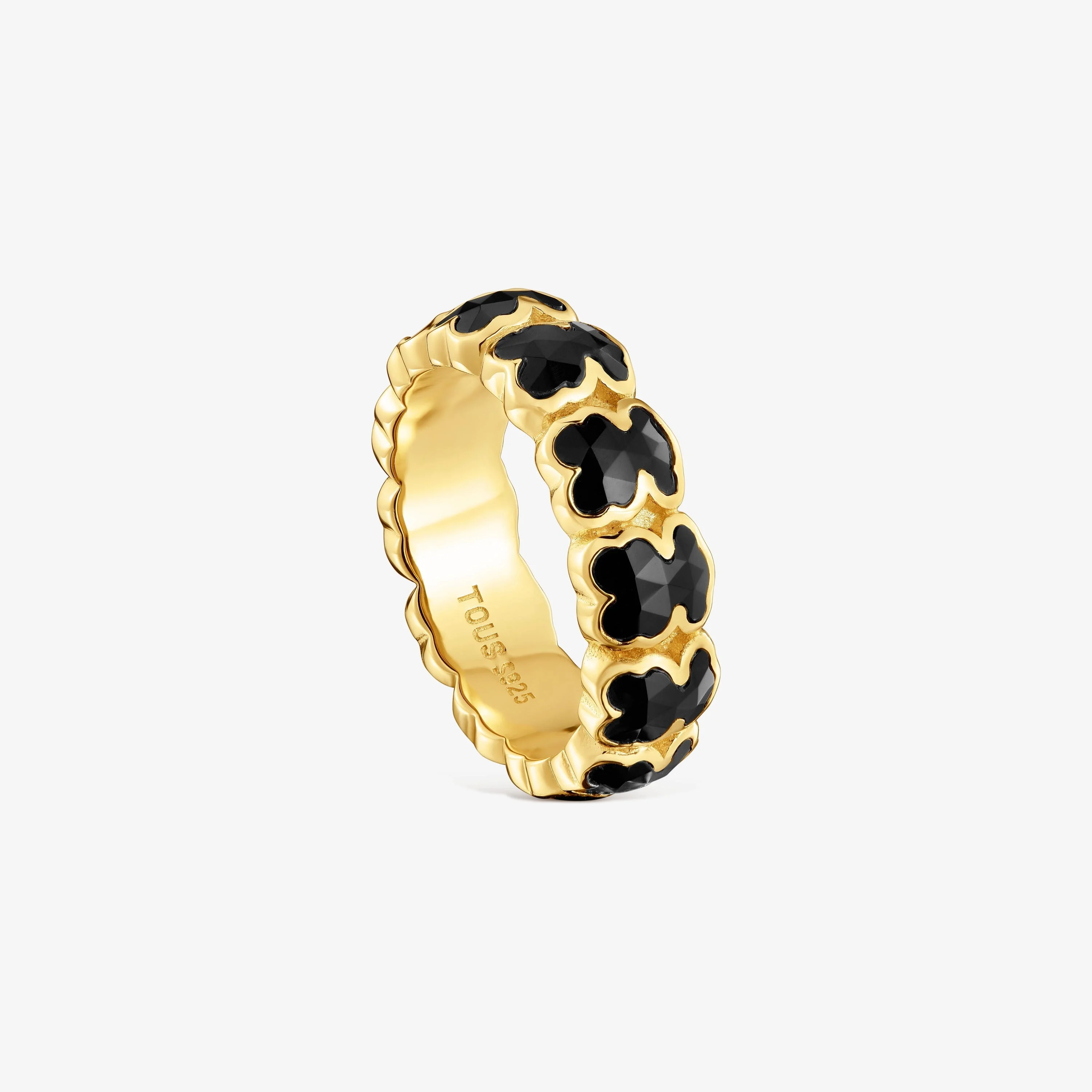 Medium 18K gold vermeil Ring with onyx bears TOUS Icon Color - 1