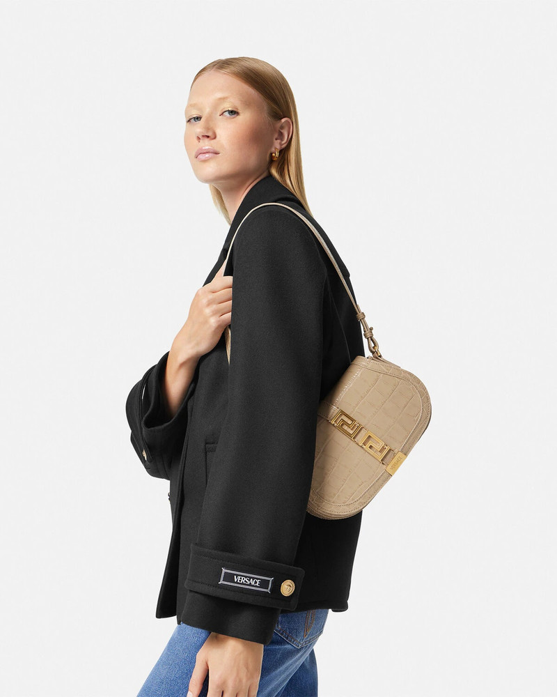 Croc-Effect Greca Goddess Shoulder Bag 4