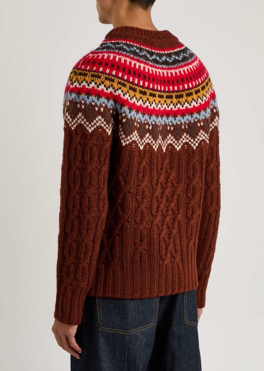 Moncler Grenoble Fair Isle Intarsia Cable-knit Wool Jumper - 3