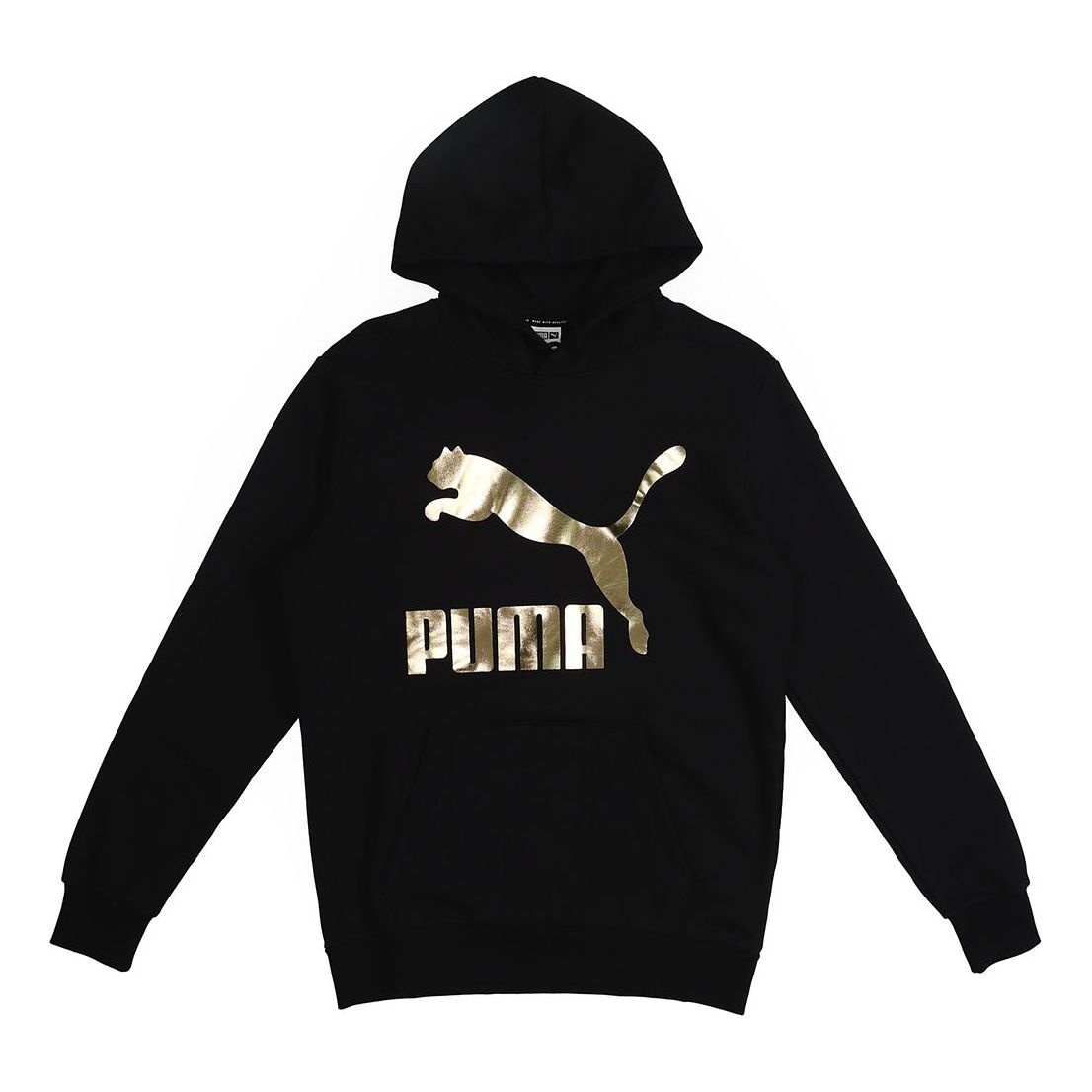 PUMA Classics Gold Color Logo Knit Pullover Black 595907-51 - 1