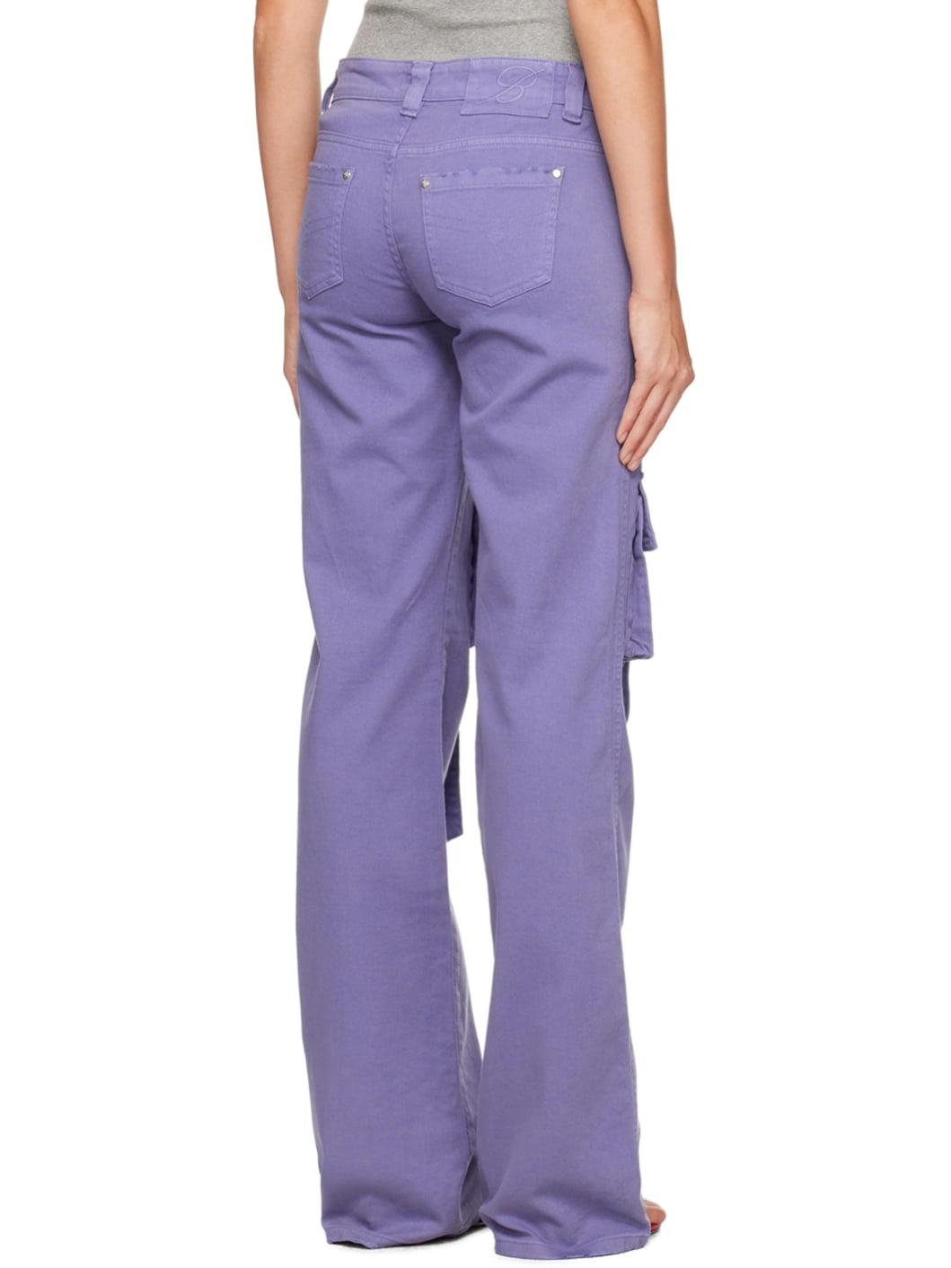 Purple Cinch Strap Cargo Pants - 3