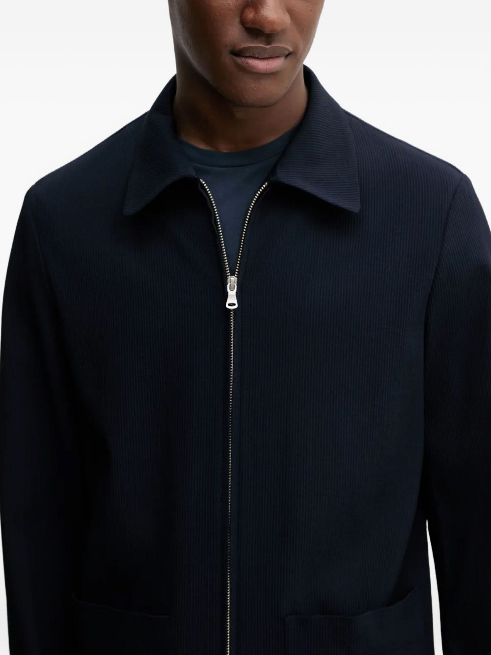 ribbed long-sleeved jacket - 5