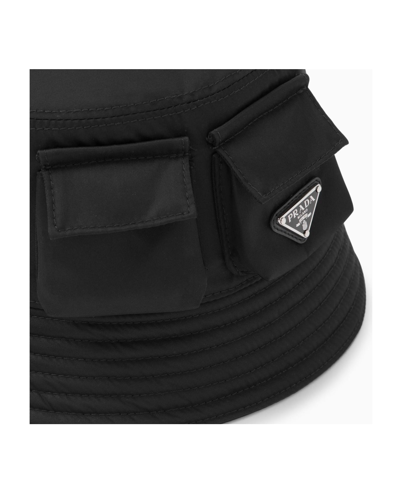 Black Re-nylon Bucket Hat With Pockets - 2