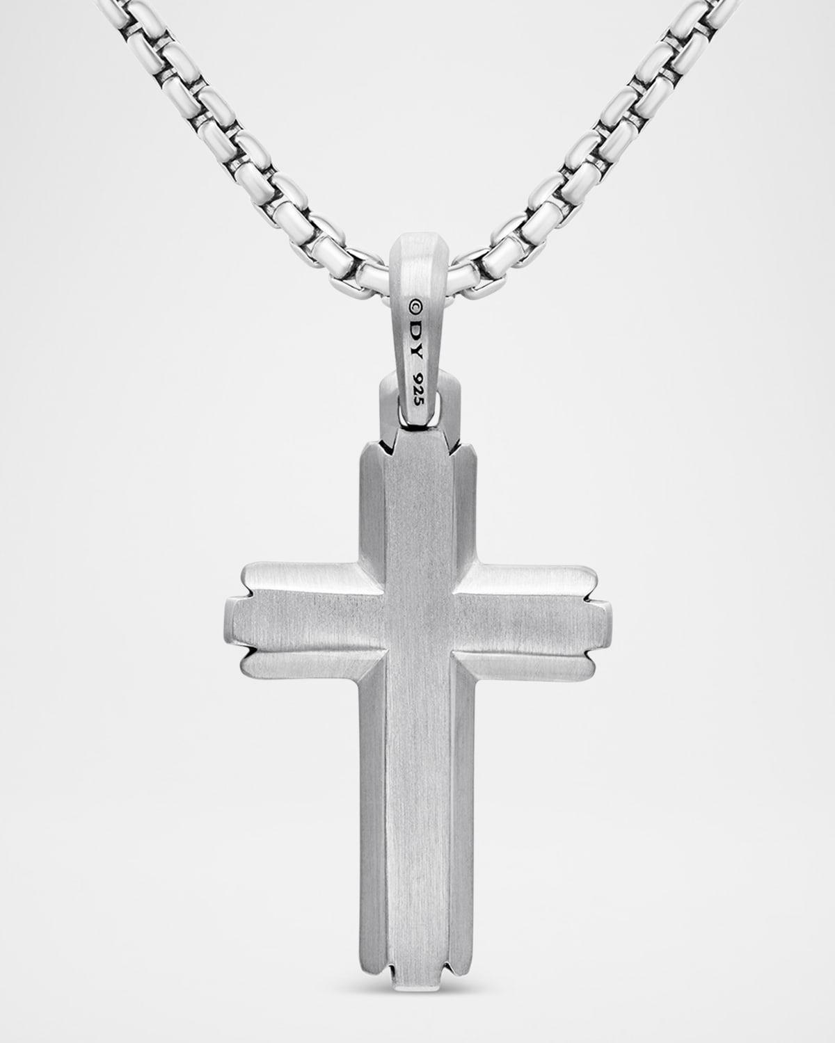 Men's Deco Cross Pendant in Silver, 34mm - 5