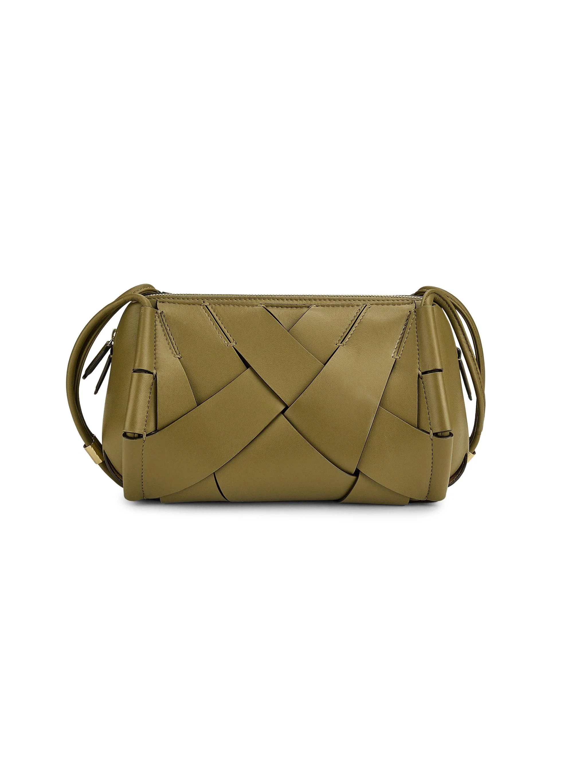 Women's Charlotte Basket-Weave Leather Camera Bag - Olive - 1
