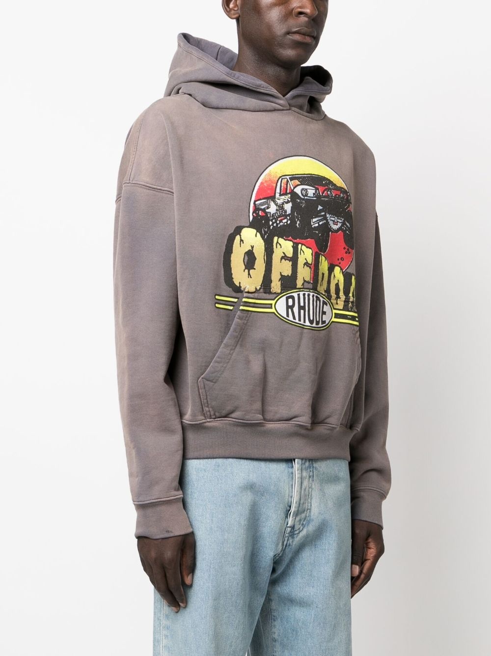 Off Road-print cotton hoodie - 3