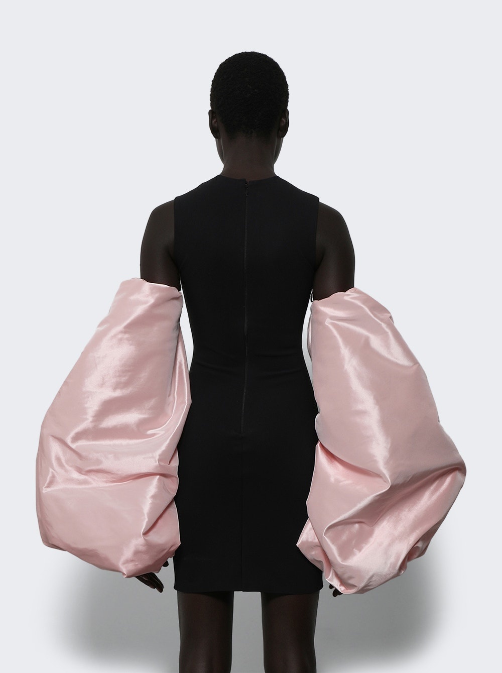 Taffeta Sleeved Jersey Dress Black - 4