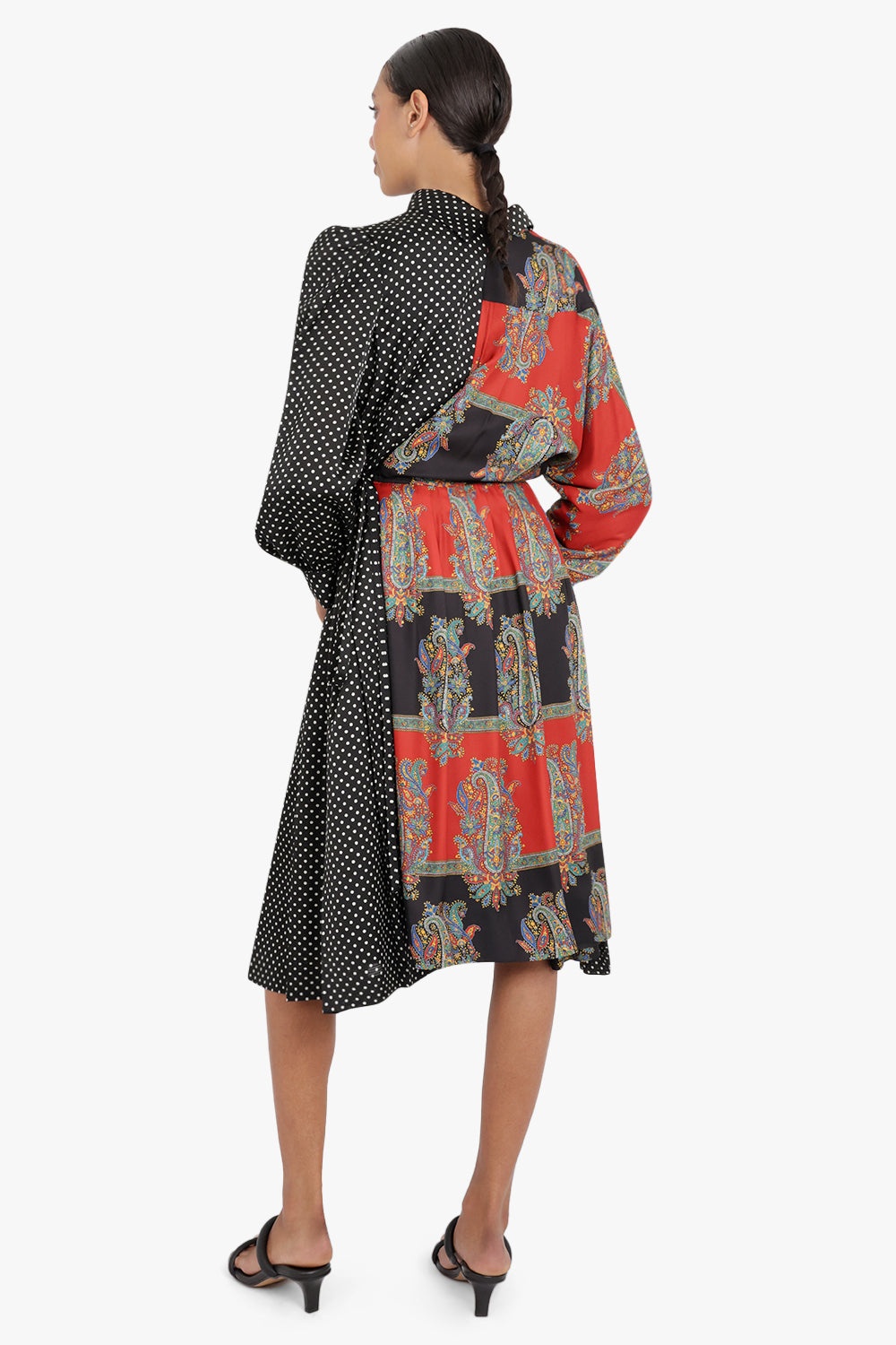 CONTRAST POLKADOT DRESS | RED/BLACK - 3