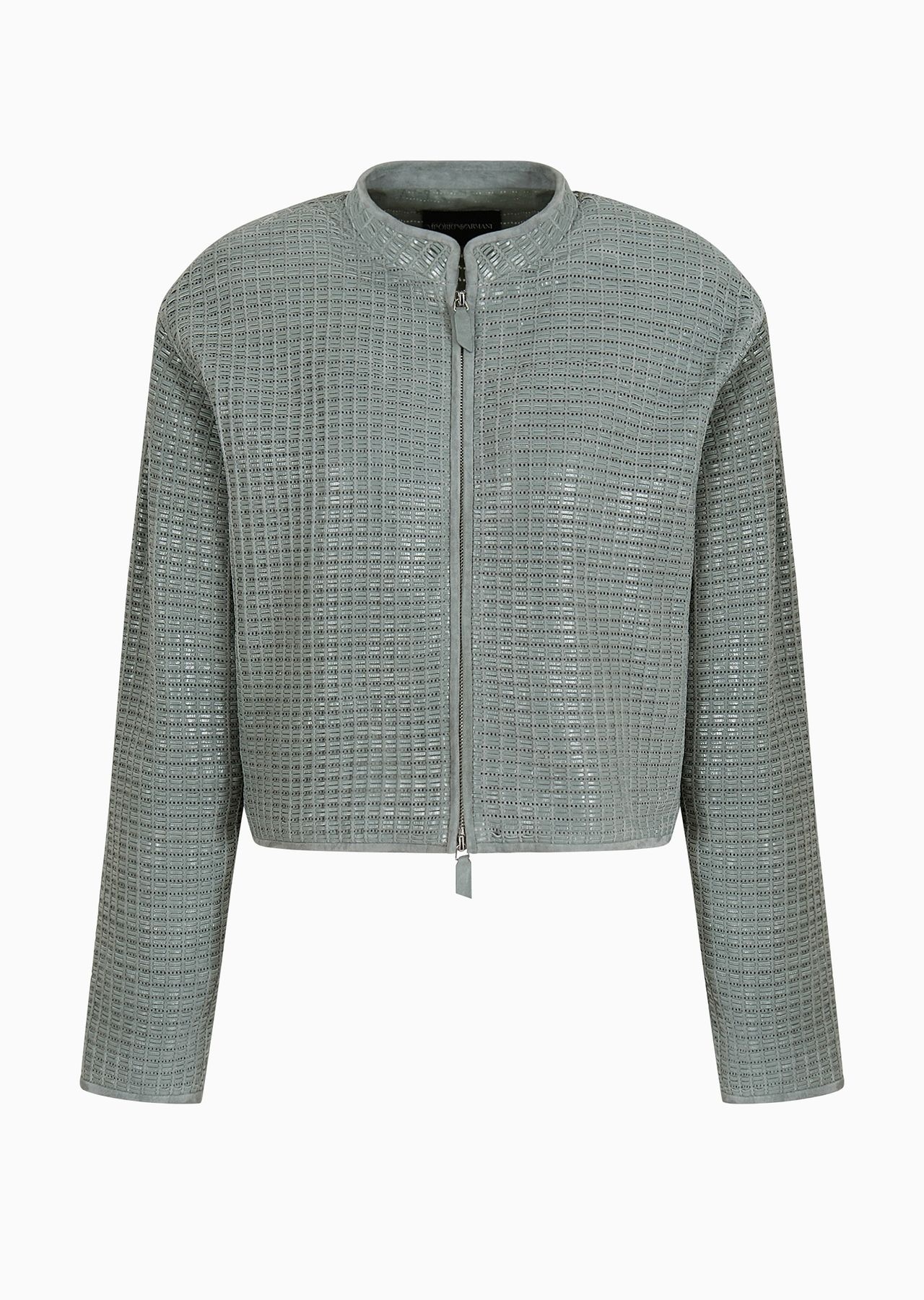 Loose-fit jacket in woven suede and nappa leather - 1