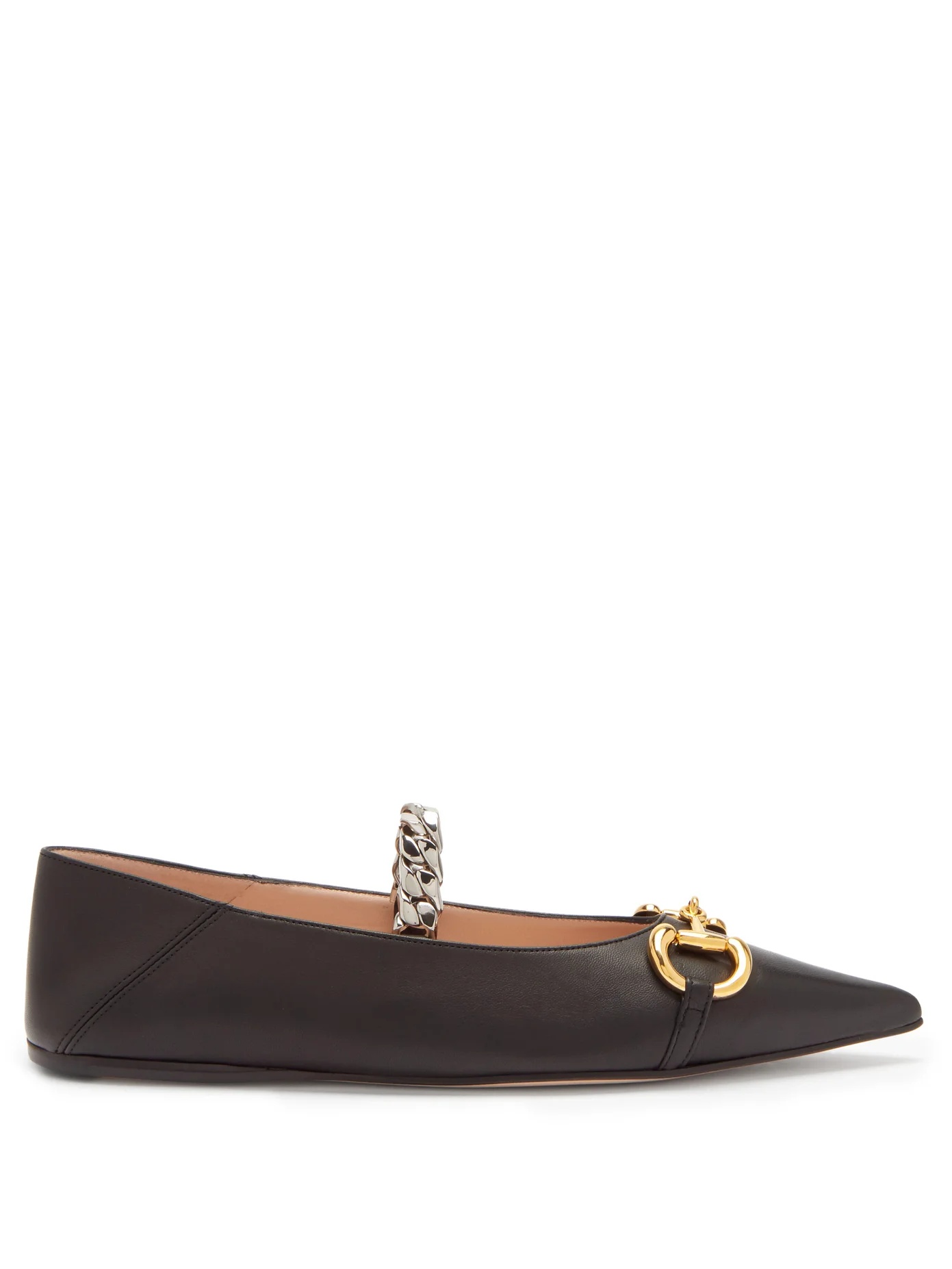 Deva Horsebit and chain-embellished leather flats - 1