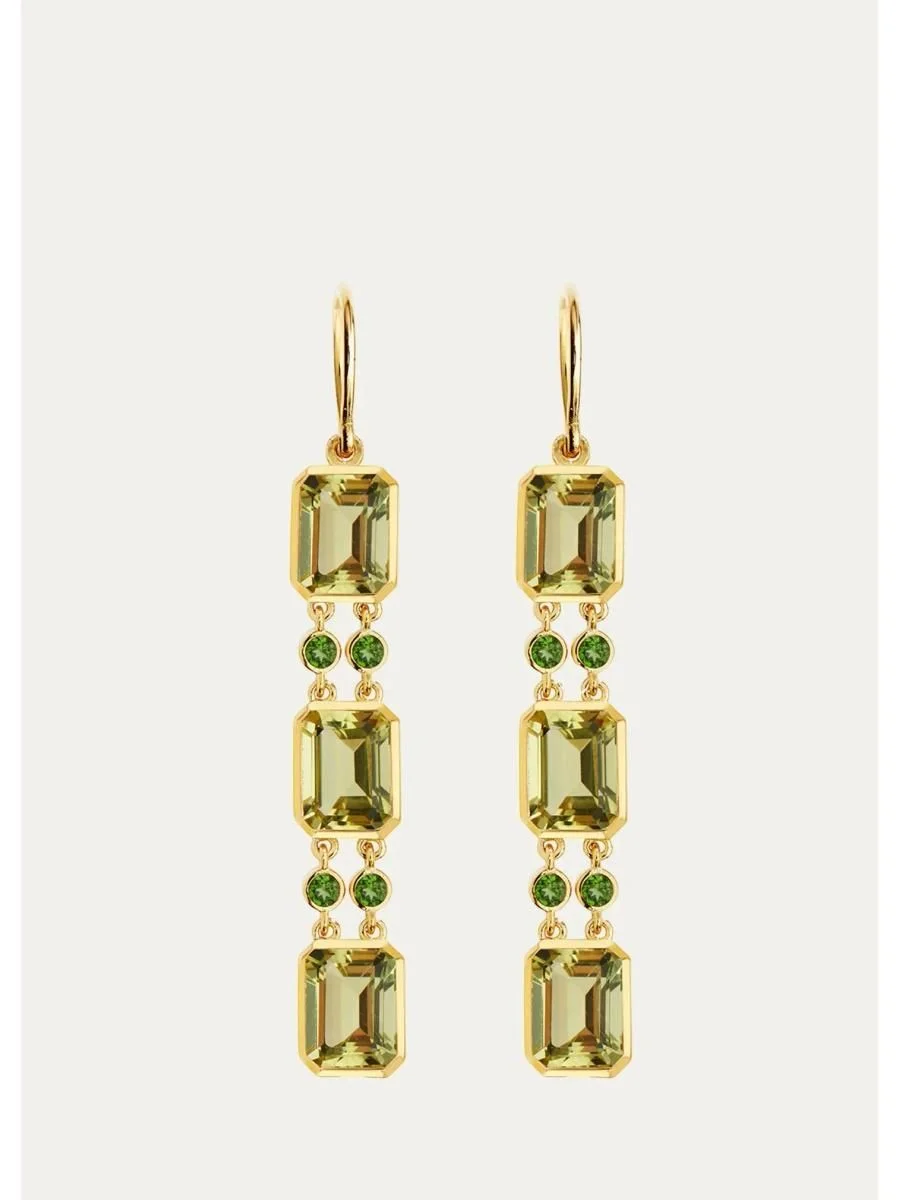 18K Sofia Lemon Topaz Drop Earrings with Chrome Diopside - 1