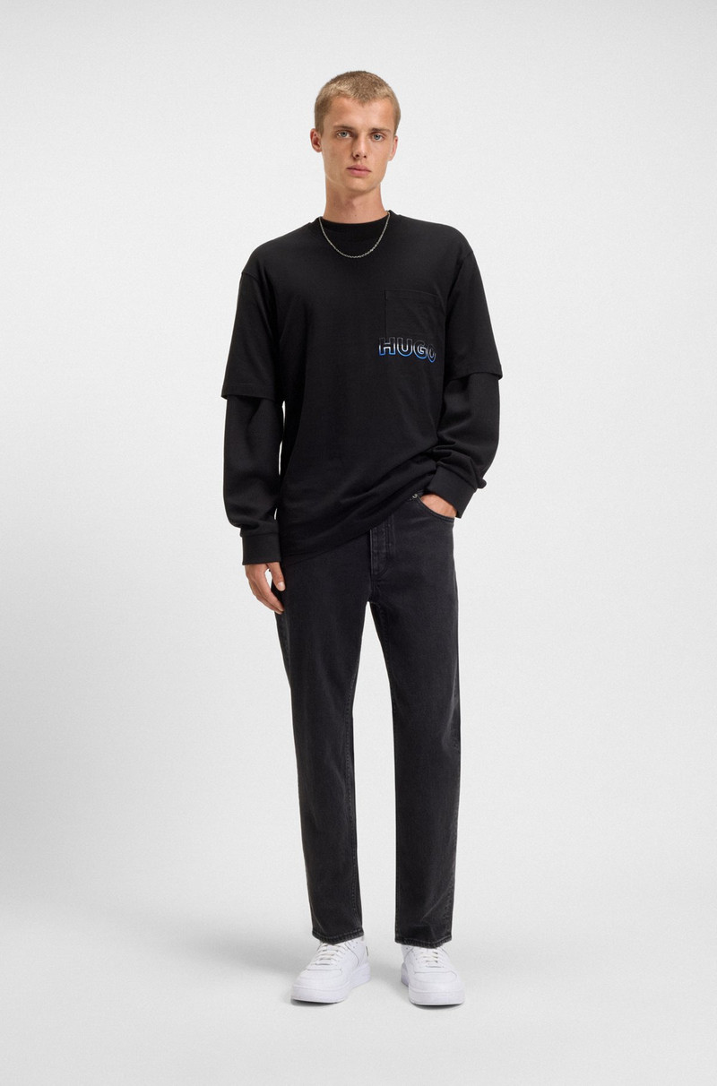 HUGO COTTON-JERSEY T-SHIRT WITH REVERSE-LOGO EMBROIDERY outlook