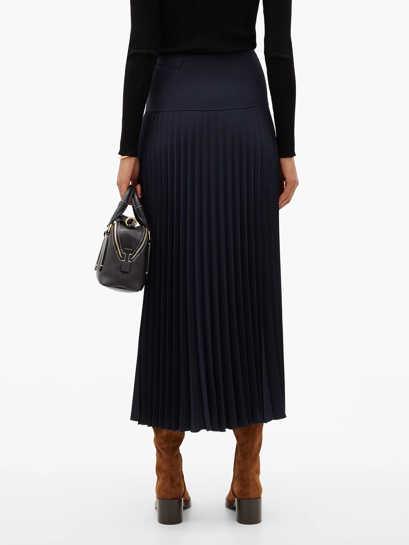 Knife-pleated crepe midi skirt - 5