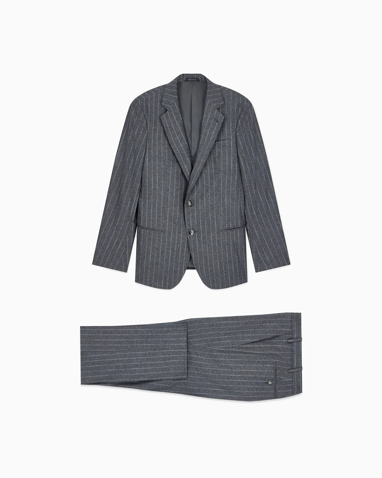 SINGLE-BREASTED SUIT IN PINSTRIPED WOOL FLANNEL - 1