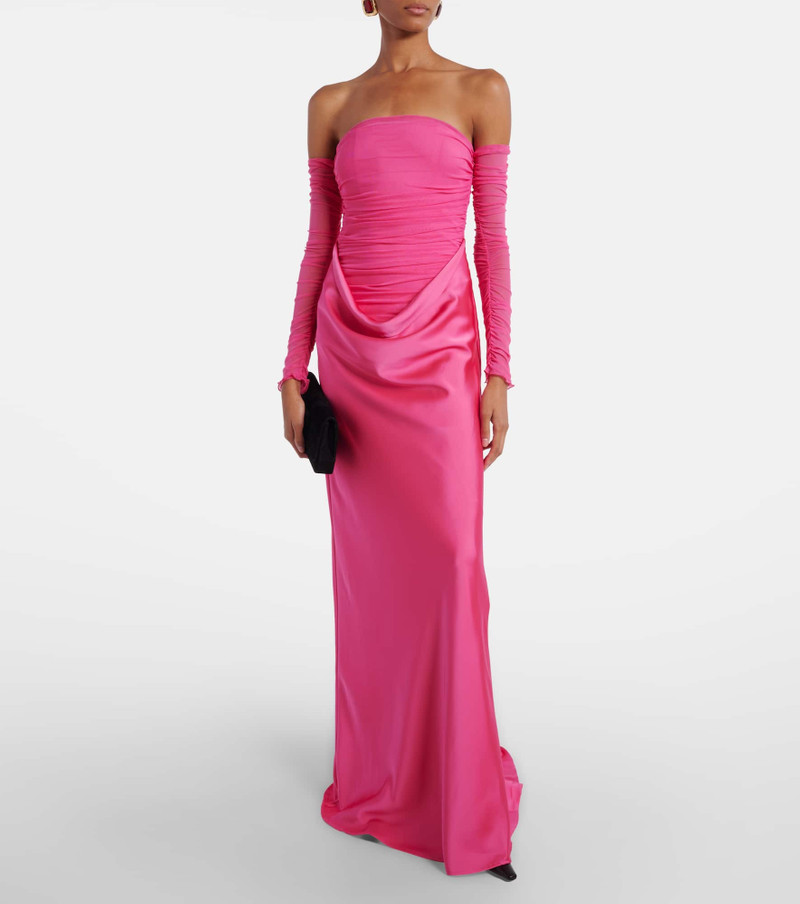 ROTATE Draped ruched gown outlook
