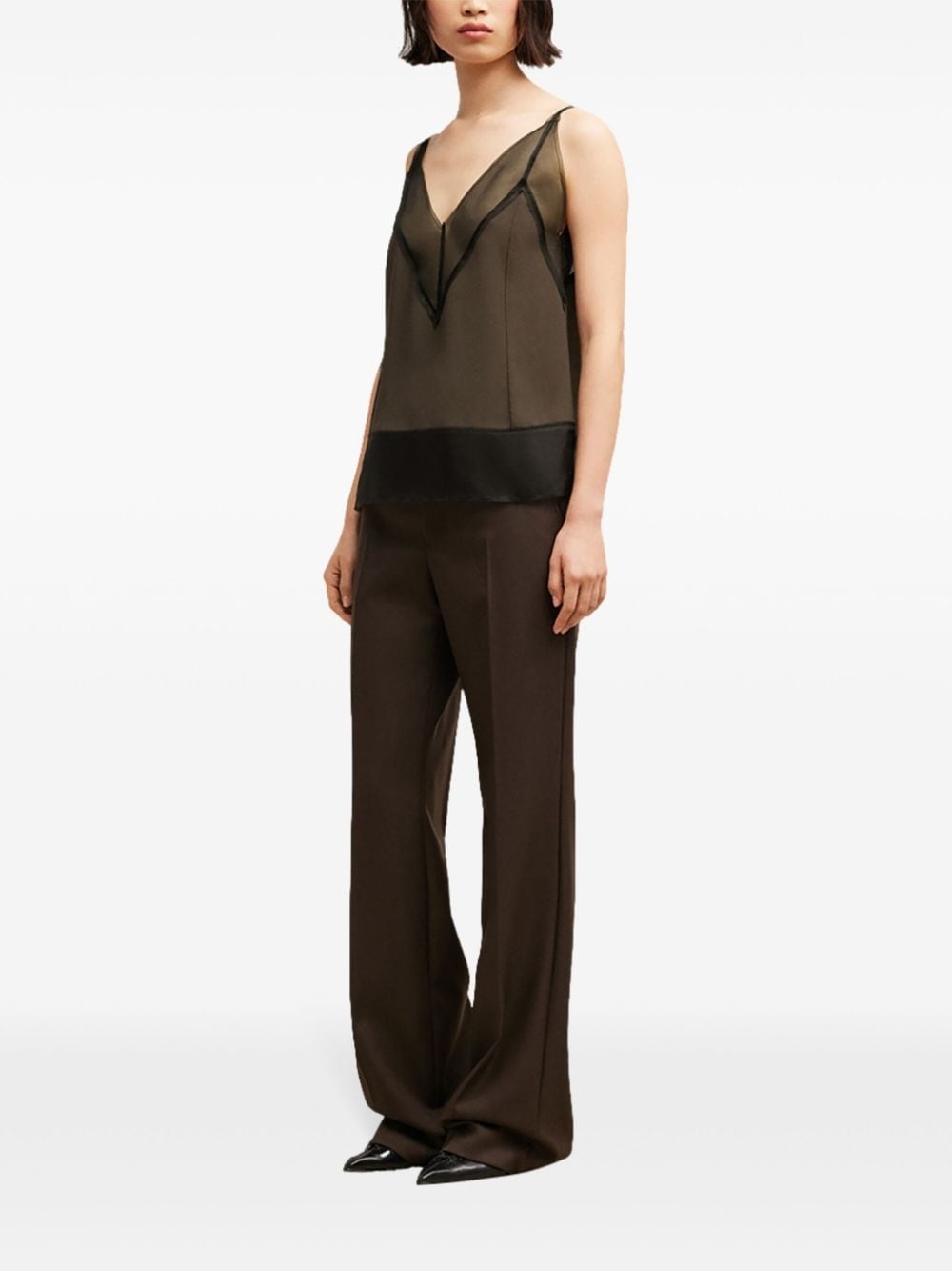 V-neck semi-sheer top - 3