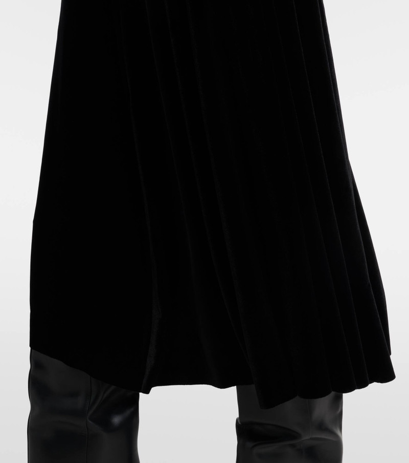 Flared pleated velvet midi skirt 5