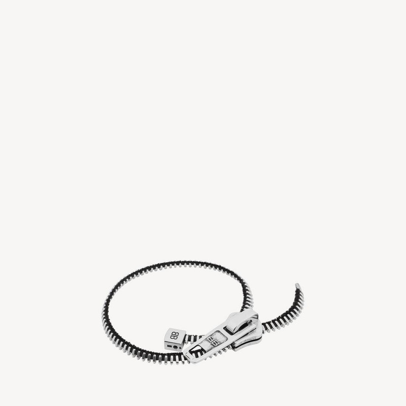 BALENCIAGA Diy Zip Bracelet in Shiny Silver/antique Silver/black outlook