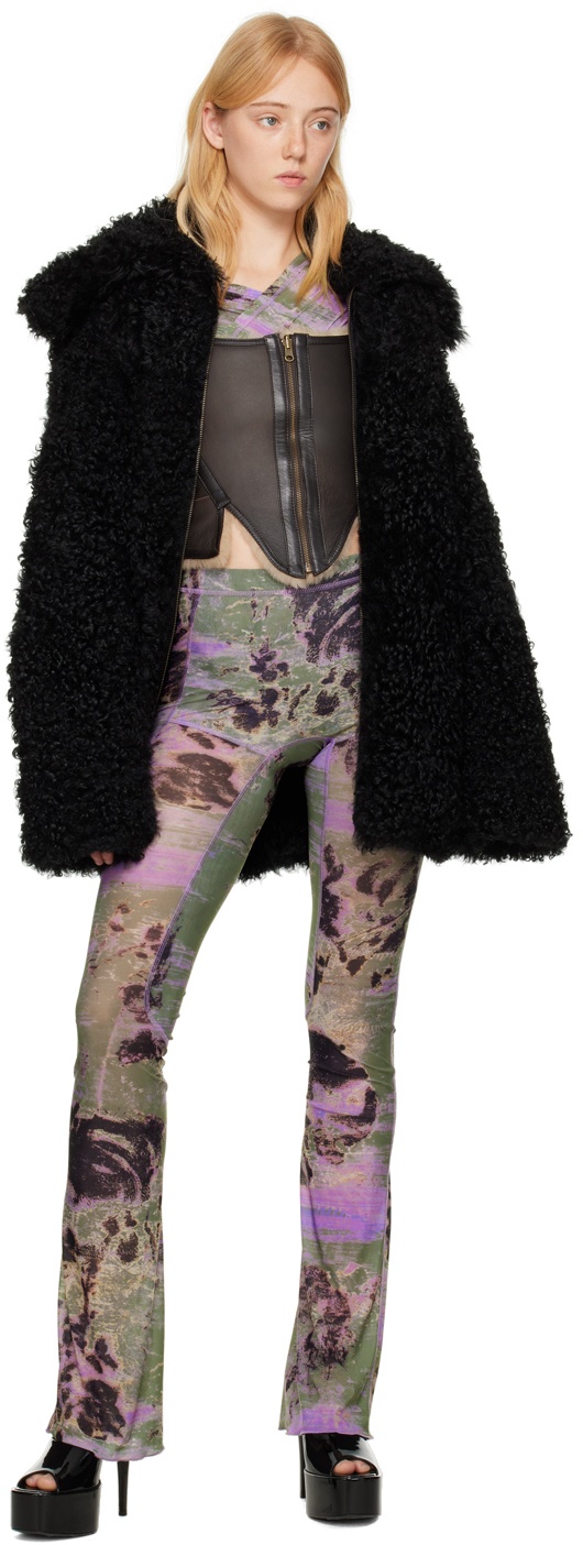 Black Yume Reversible Shearling Coat - 4